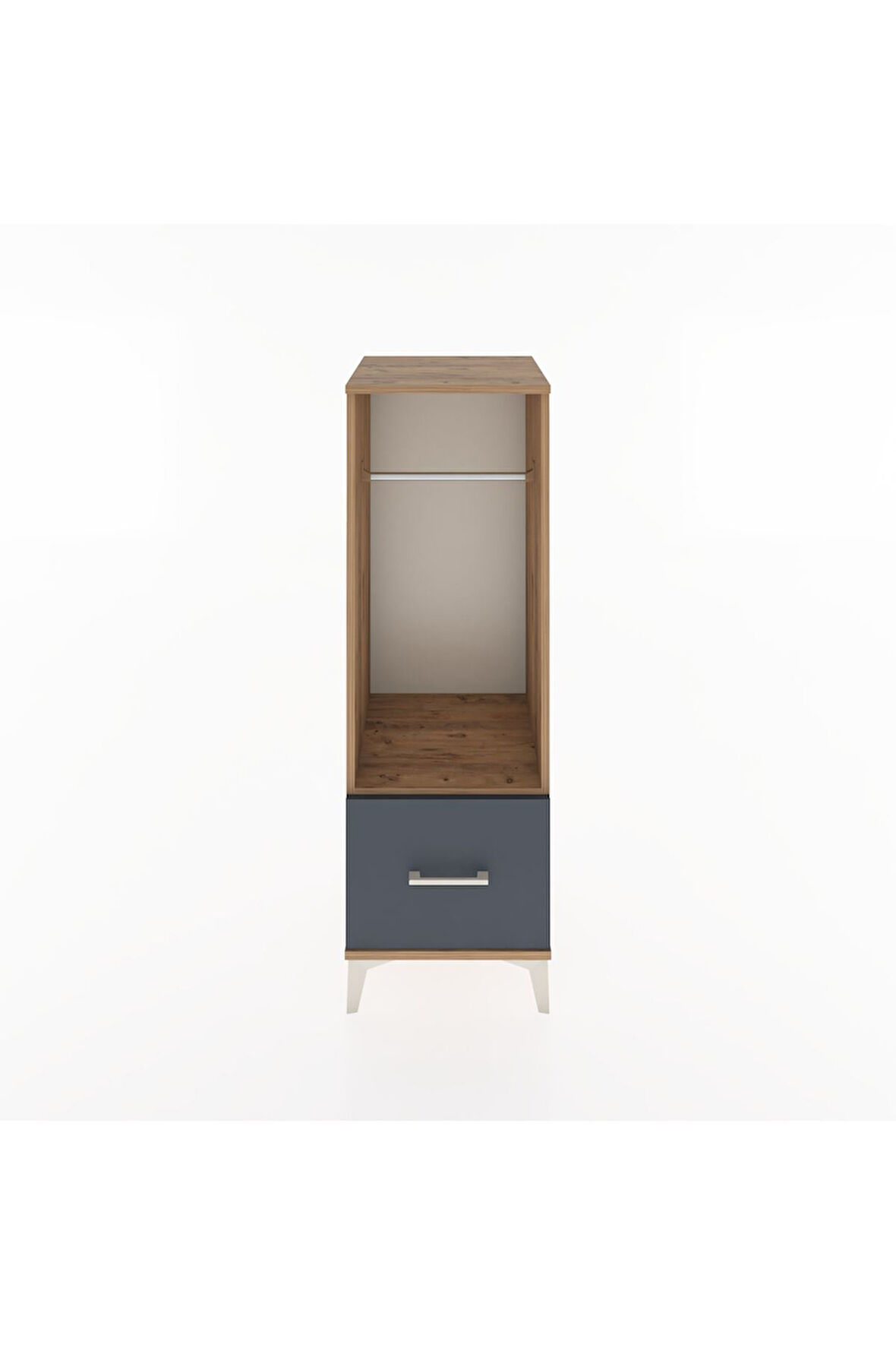 Hyperion Dolap Tek Raflı Tek Çekmeceli Tek Askılı 44x44x134 Çam-Antrasit