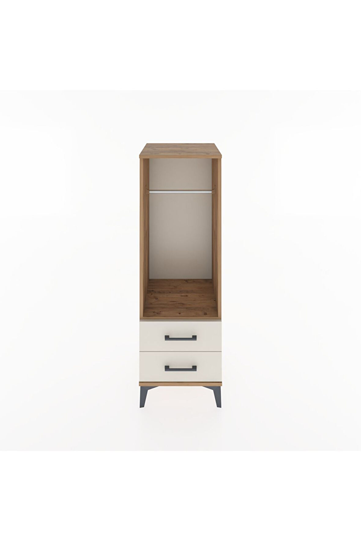 Hyperion Dolap Tek Raflı 2 Çekmeceli Tek Askılı 44x44x134 Çam-Aytaşı