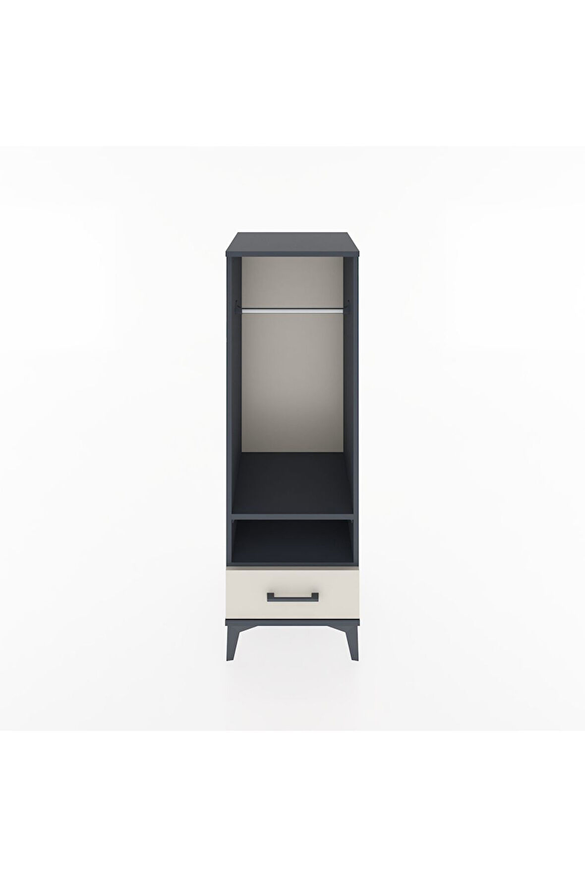 Hyperion Dolap 2 Raflı Tek Çekmeceli Tek Askılı 44x44x134 Antrasit-Aytaşı