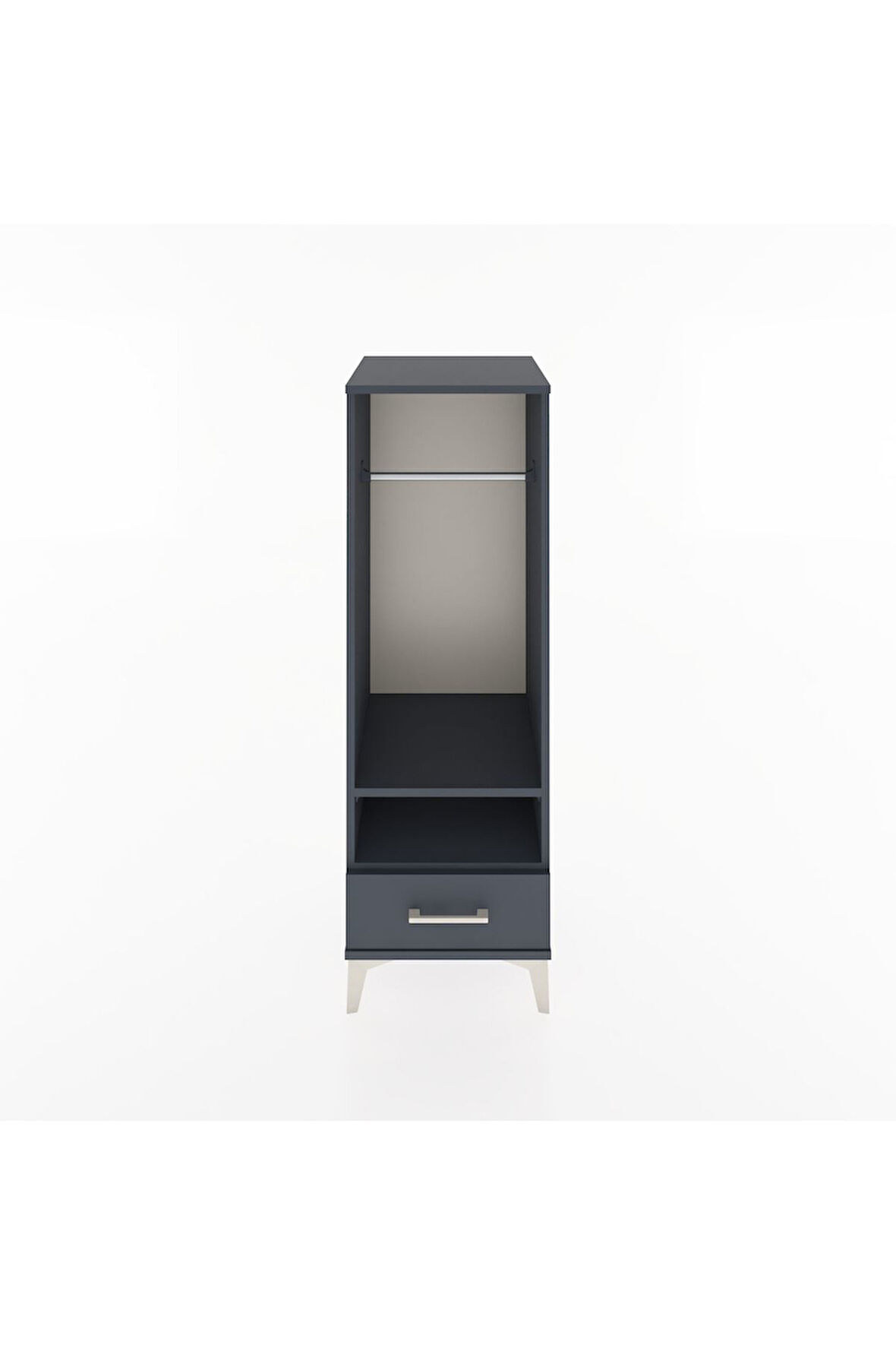 Hyperion Dolap 2 Raflı Tek Çekmeceli Tek Askılı 44x44x134 Antrasit-Antrasit