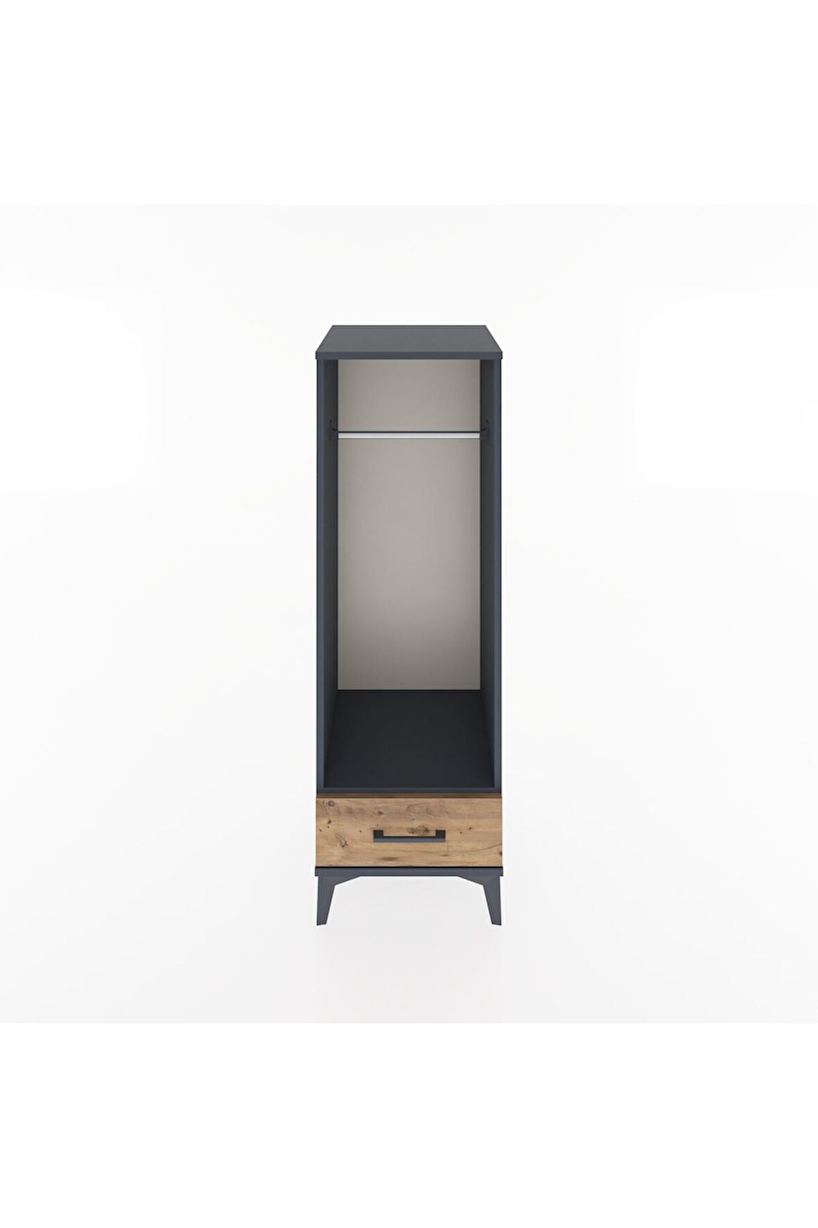 Hyperion Dolap Tek Raflı Tek Çekmeceli Tek Askılı 44x44x134 Antrasit-Çam