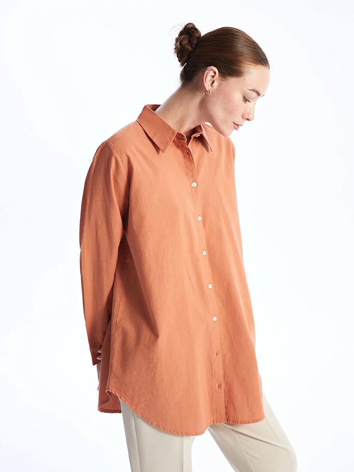 Düz Uzun Kollu Kadın Gömlek Tunik