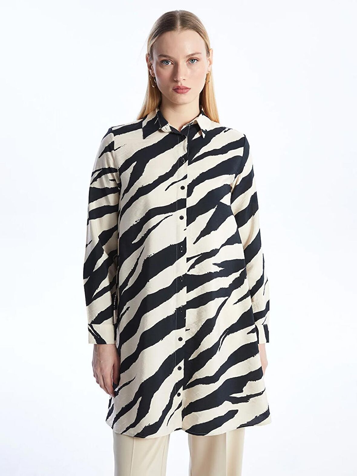 Desenli Kadın Gömlek Tunik