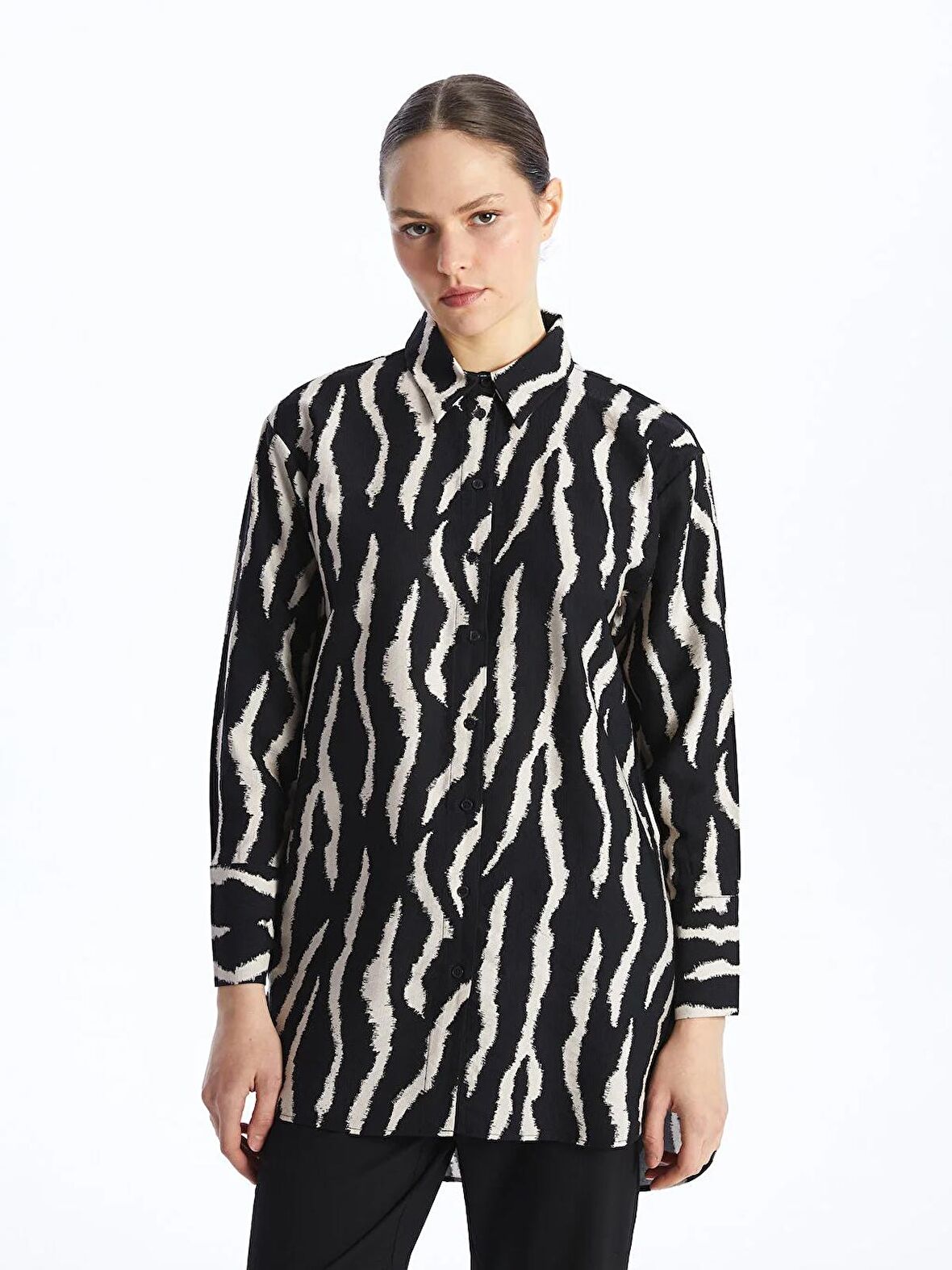 Desenli Kadın Gömlek Tunik