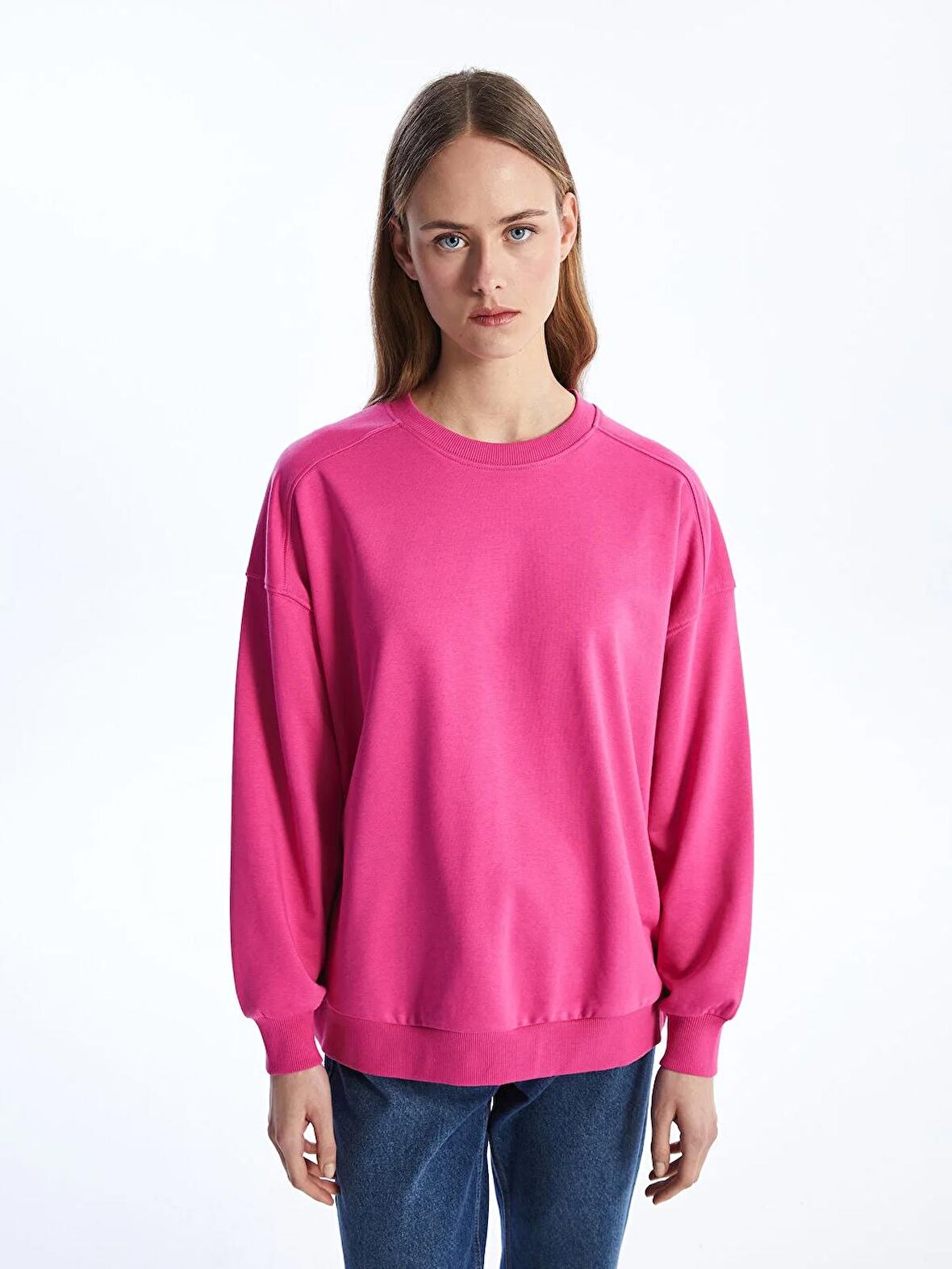 Bisiklet Yaka Oversize Kadın Sweatshirt