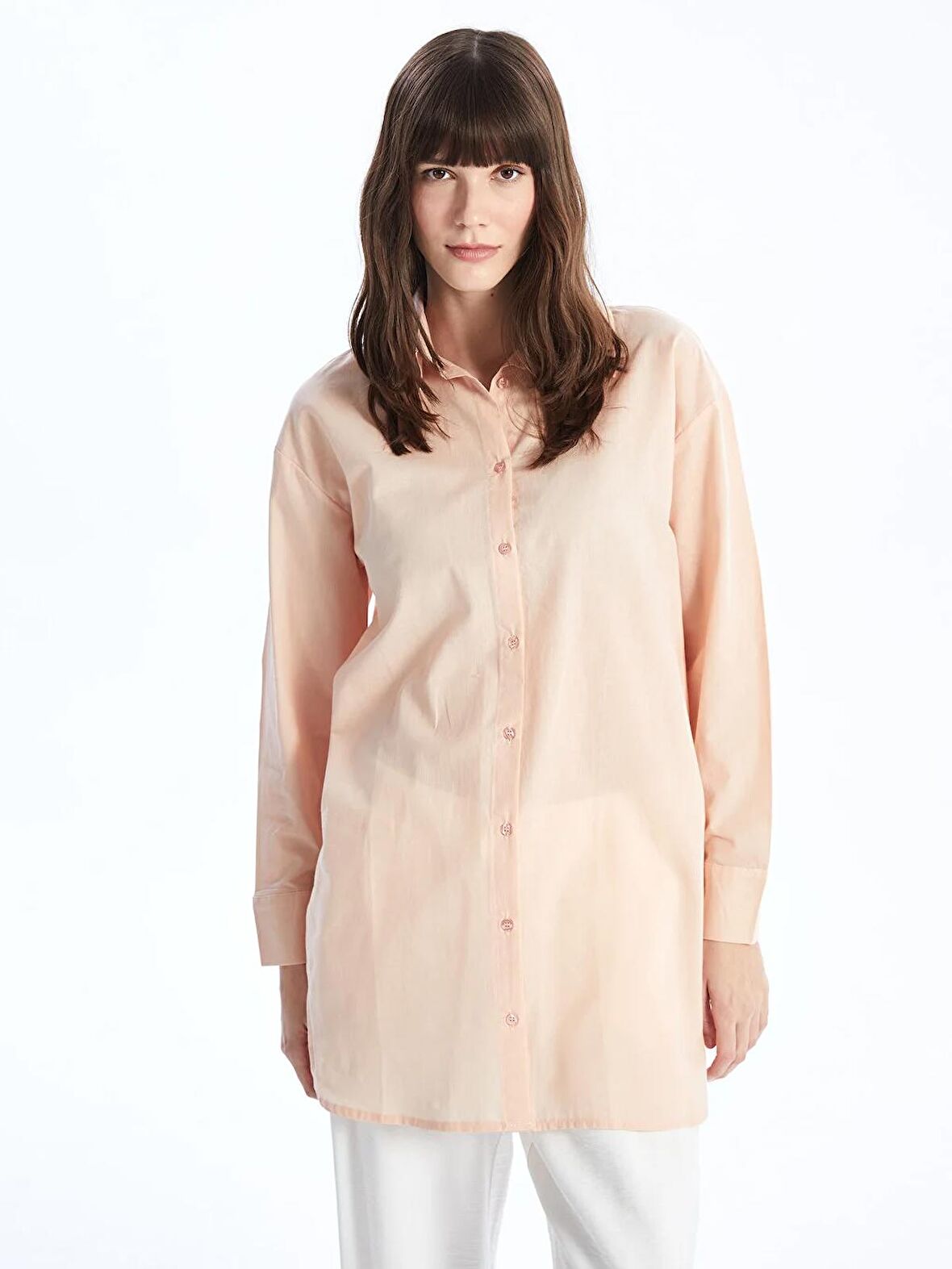 Düz Uzun Kollu Oversize Kadın Gömlek Tunik