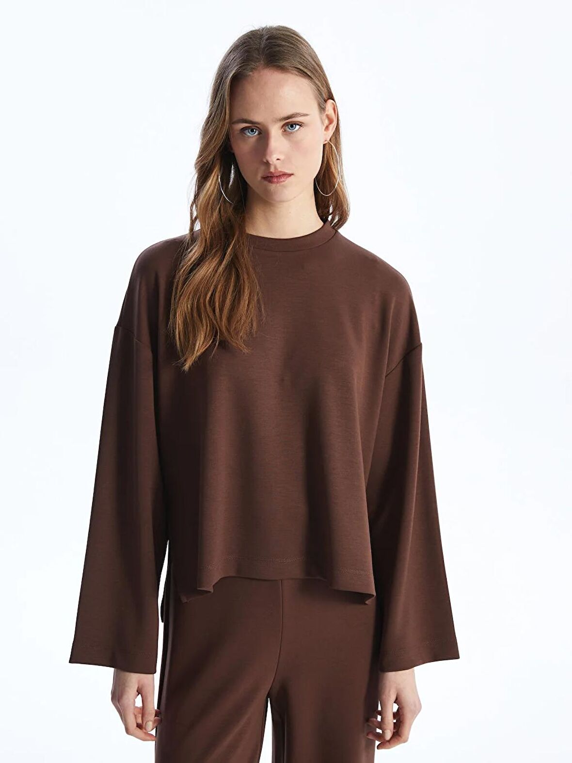 Bisiklet Yaka Oversize Kadın Sweatshirt