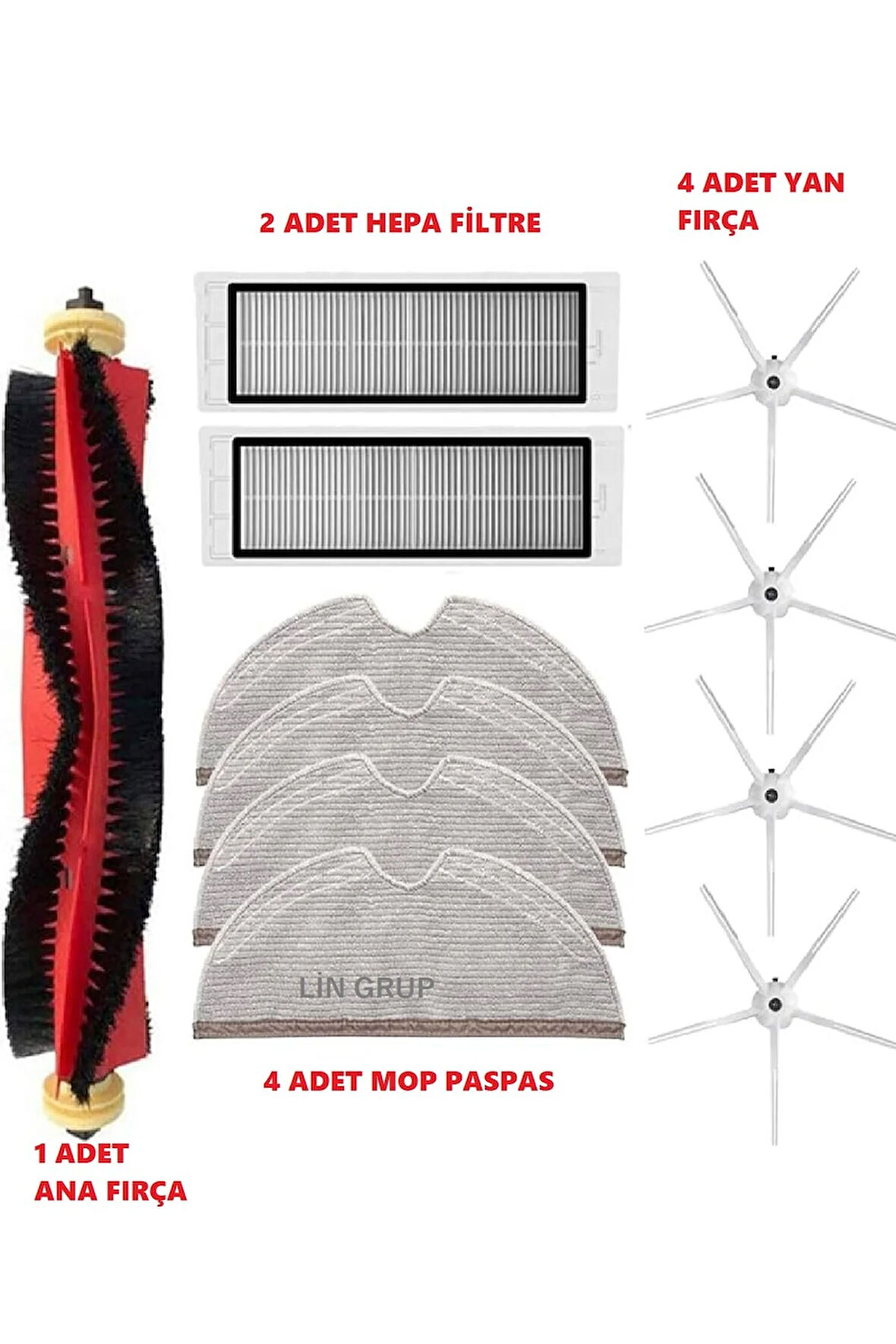 Roborock S5 Max - S6 MaxV  S6 Pure Uyumlu Yedek  Parçaları Filtre Fırça Paspas