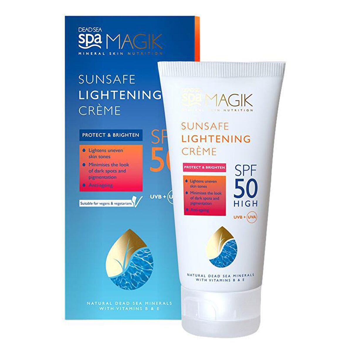 Dead Sea spa Magik Sunsafe 50 Faktör Aydınlatıcı-Leke Karşıtı-Yaşlanma Karşıtı Tüm Cilt Tipleri İçin Renksiz Güneş Koruyucu Krem 50 ml
