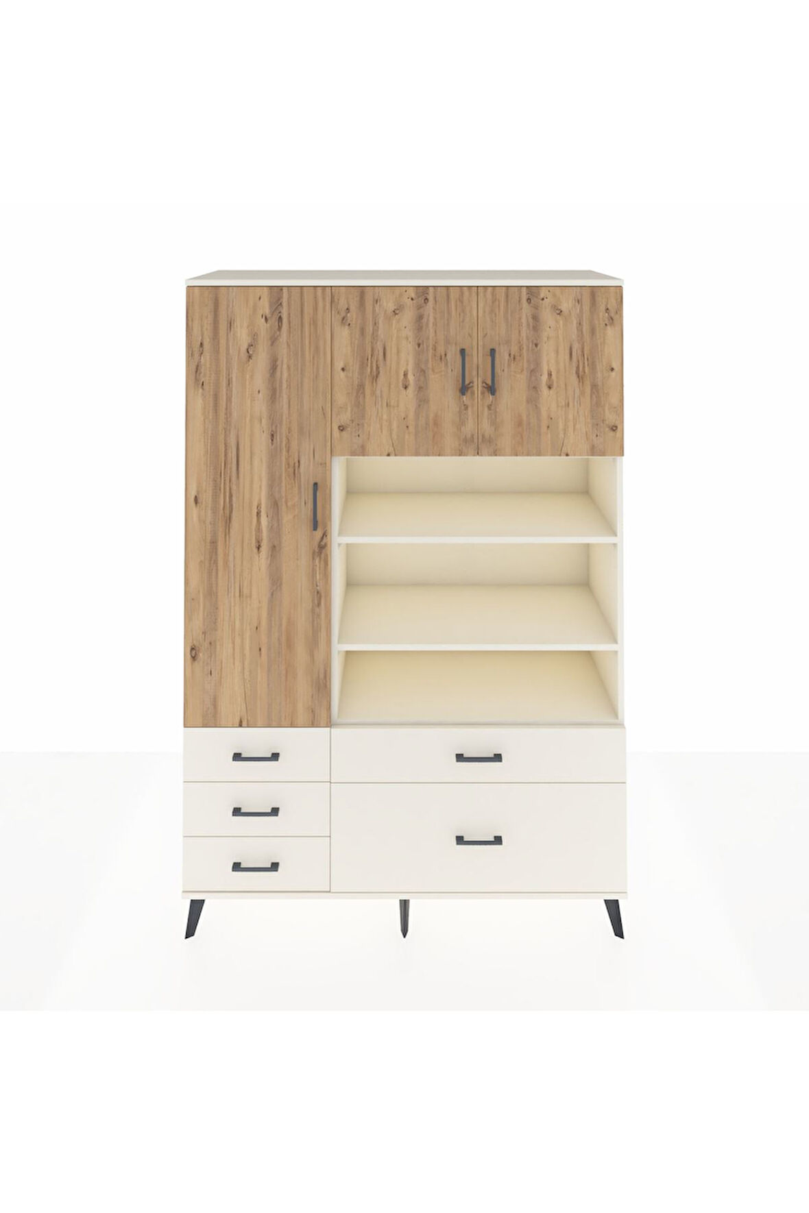 Hyperion Dolap 9 Raflı 5 Çekmeceli 3 Kapaklı 132x44x195 Aytaşı-Çam/Aytaşı