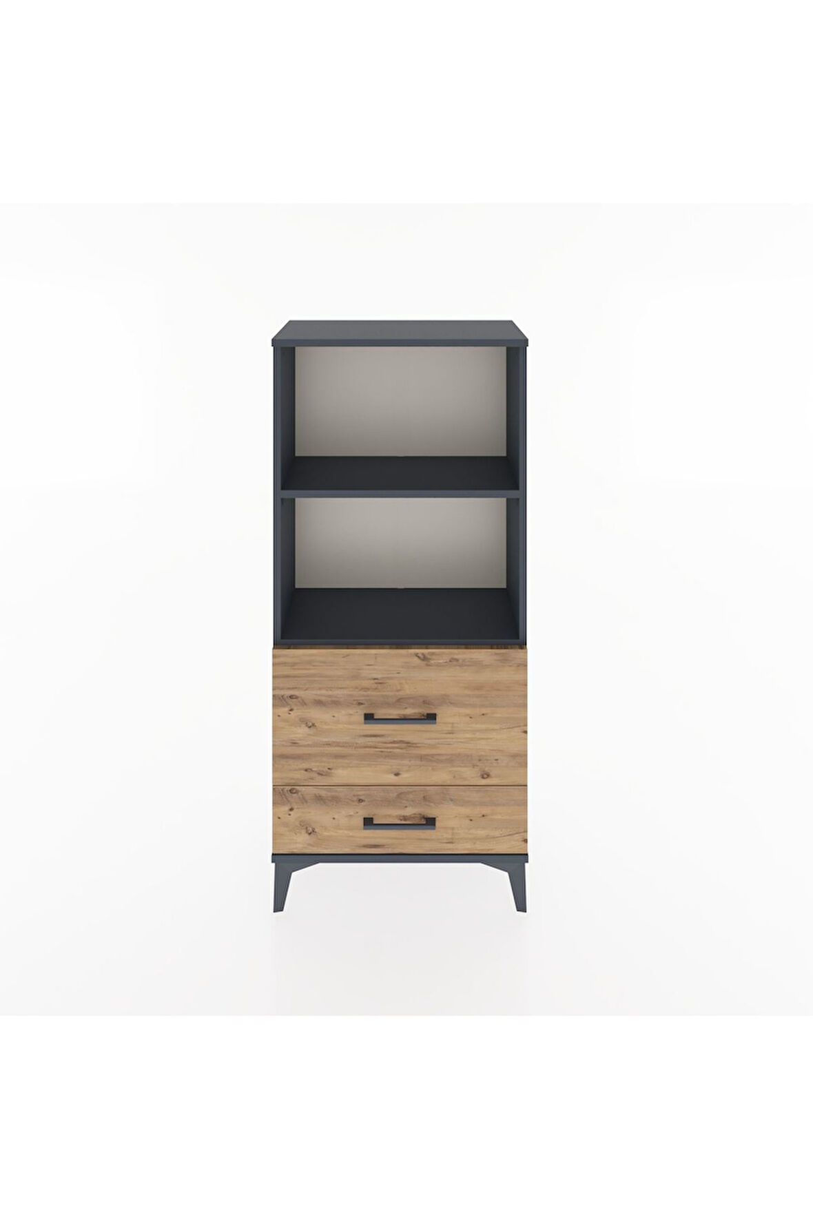 Hyperion Dolap 2 Raflı 2 Çekmeceli 60x44x134 Antrasit-Çam