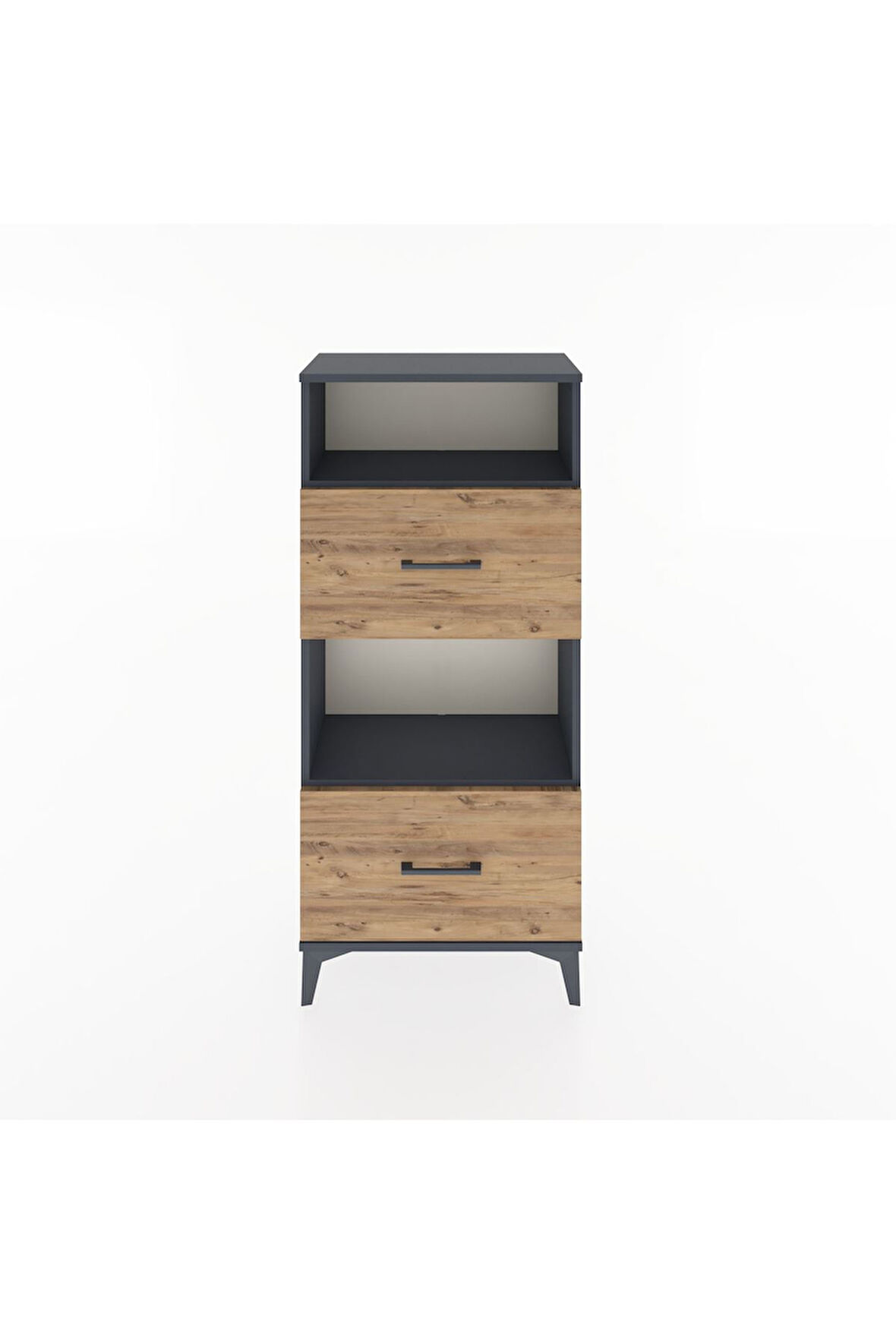 Hyperion Dolap 2 Raflı 2 Çekmeceli 60x44x134 Antrasit-Çam
