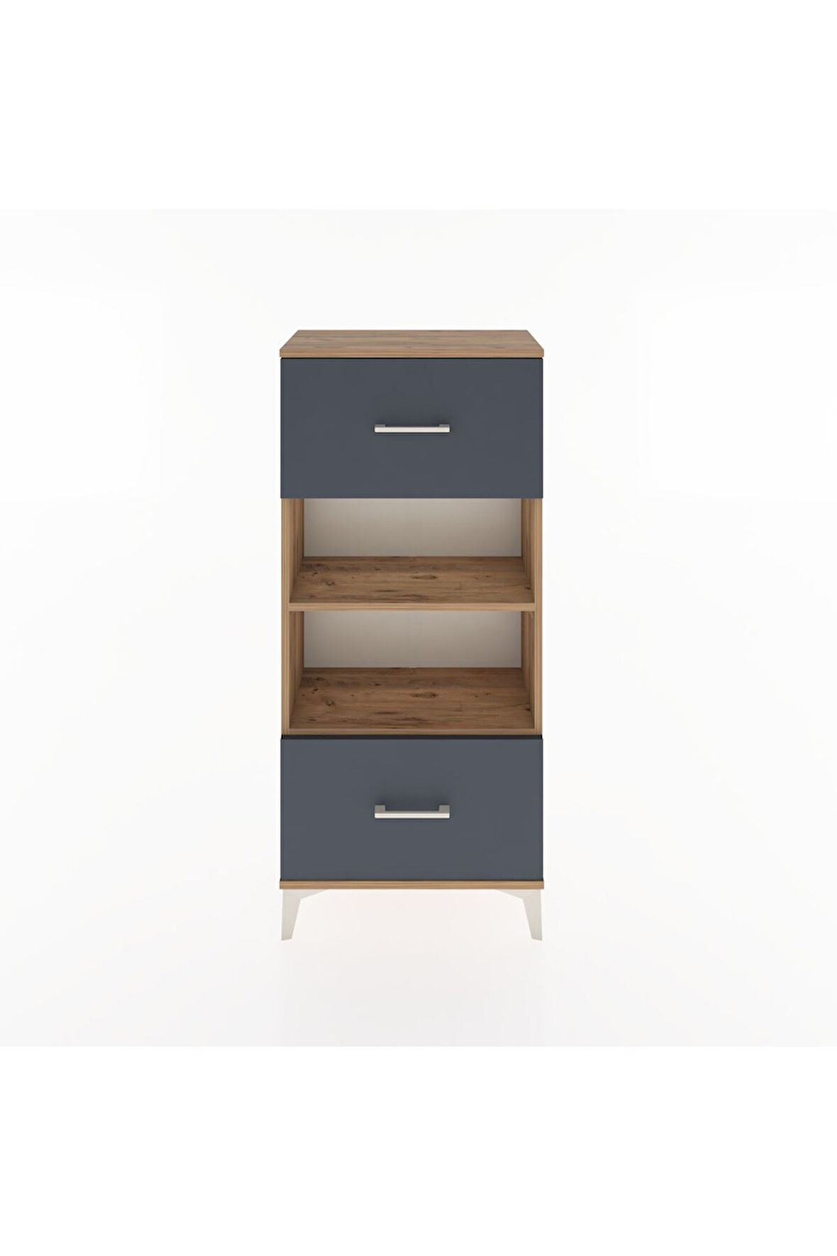Hyperion Dolap 2 Raflı 2 Çekmeceli 60x44x134 Çam-Antrasit