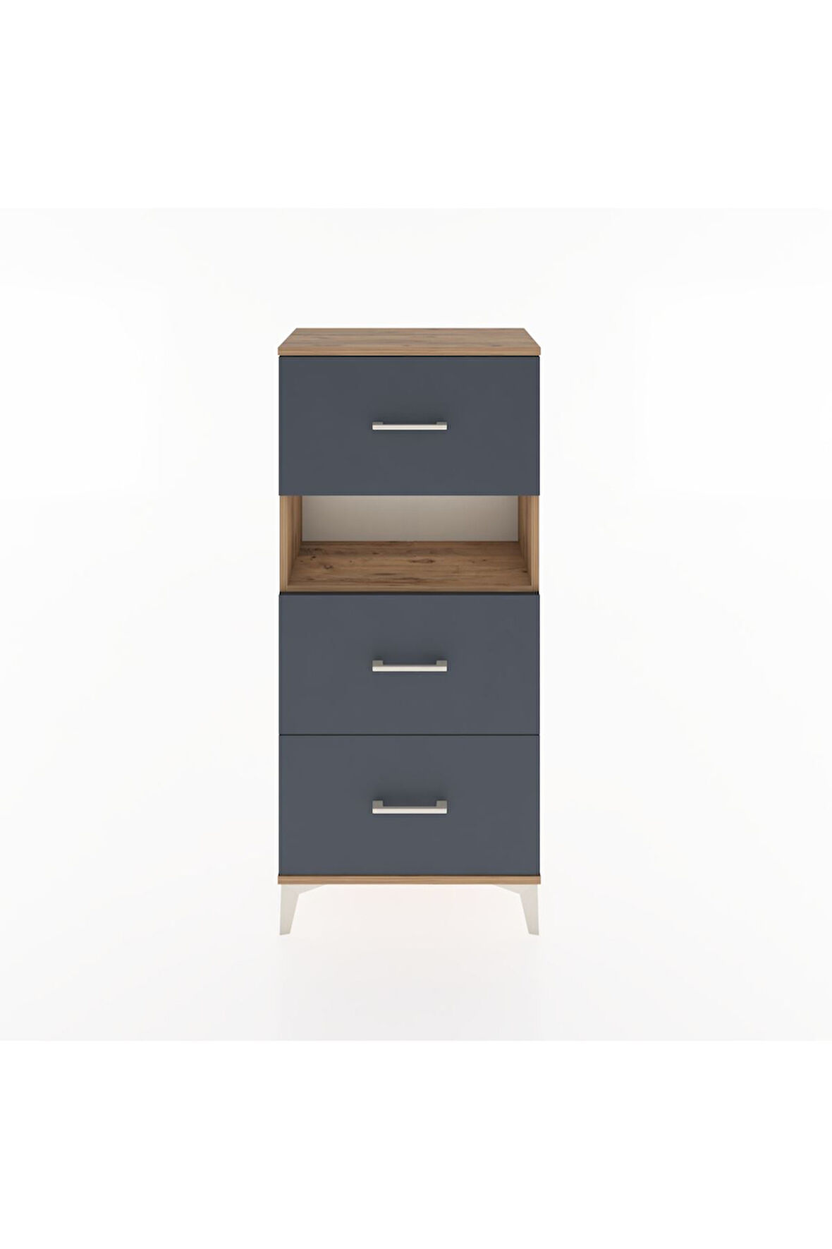 Hyperion Dolap Tek Raflı 3 Çekmeceli 60x44x134 Çam-Antrasit