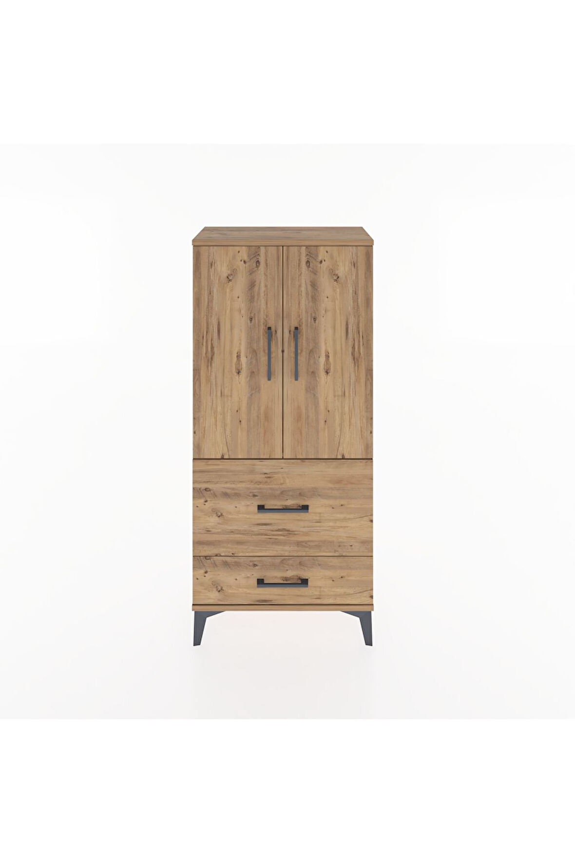 Hyperion Dolap Tek Raflı 2 Çekmeceli 2 Kapaklı 60x44x134 Çam-Çam