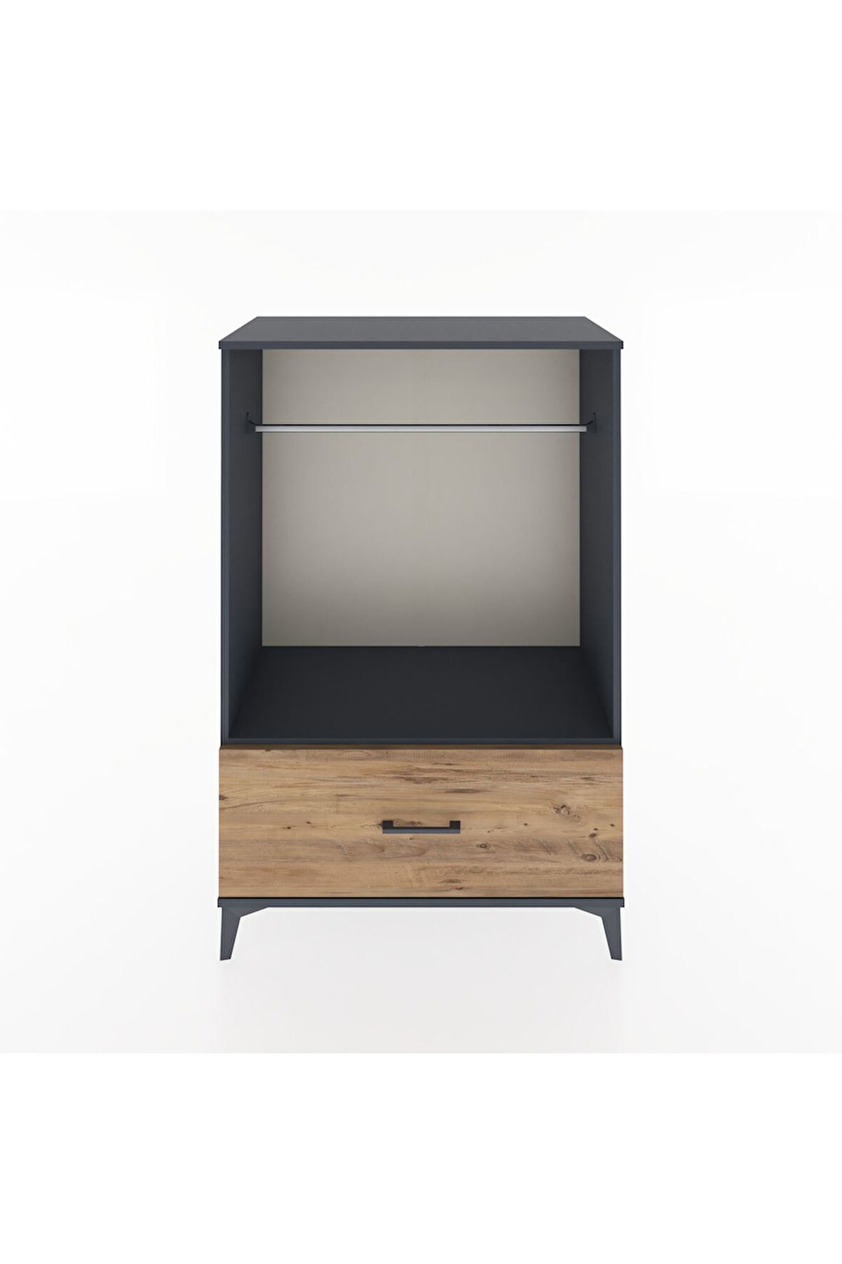Hyperion Dolap Tek Raflı Tek Çekmeceli Tek Askılı 88x44x134 Antrasit-Çam