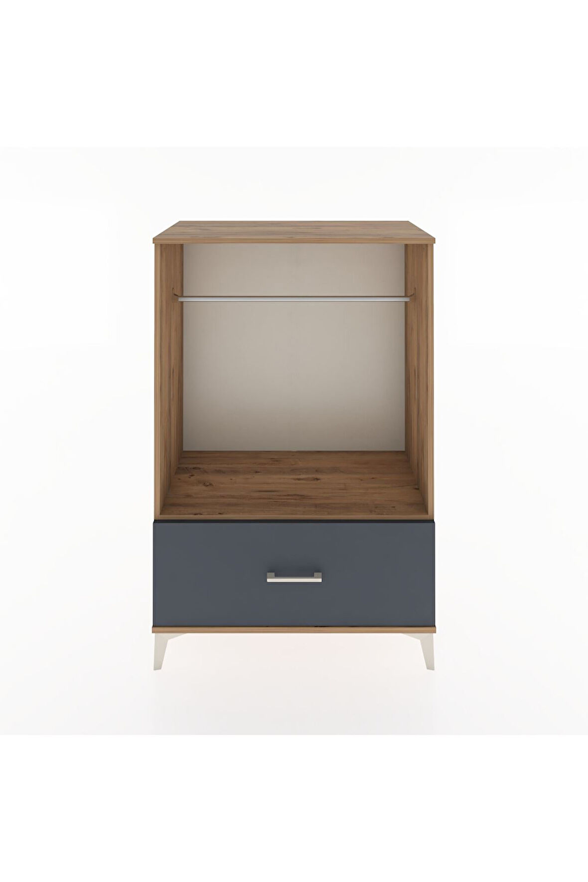 Hyperion Dolap Tek Raflı Tek Çekmeceli Tek Askılı 88x44x134 Çam-Antrasit
