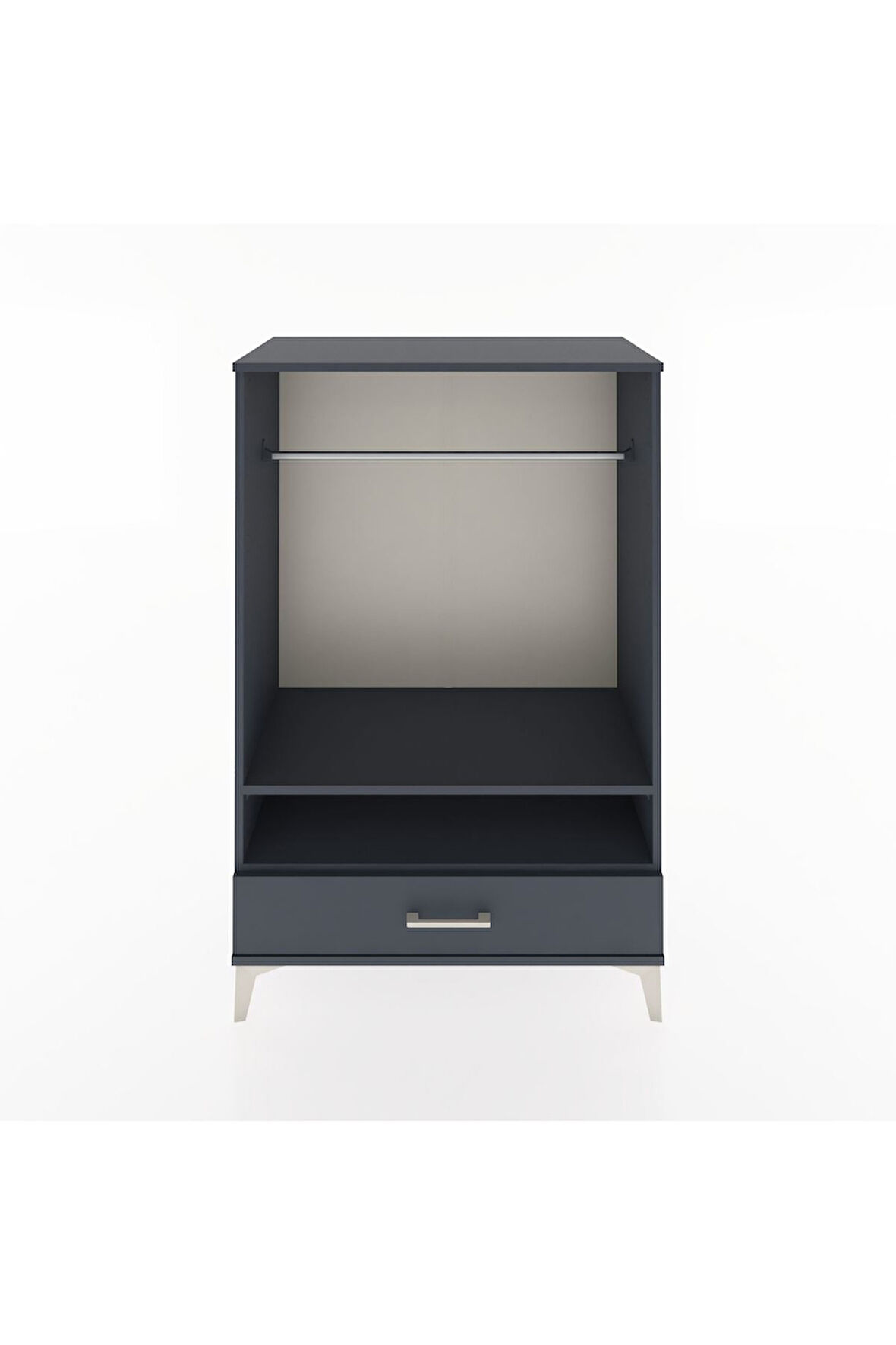 Hyperion Dolap 2 Raflı Tek Çekmeceli Tek Askılı 88x44x134 Antrasit-Antrasit