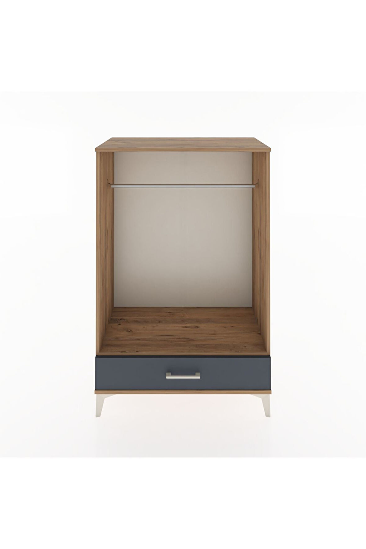 Hyperion Dolap Tek Raflı Tek Çekmeceli Tek Askılı 88x44x134 Çam-Antrasit