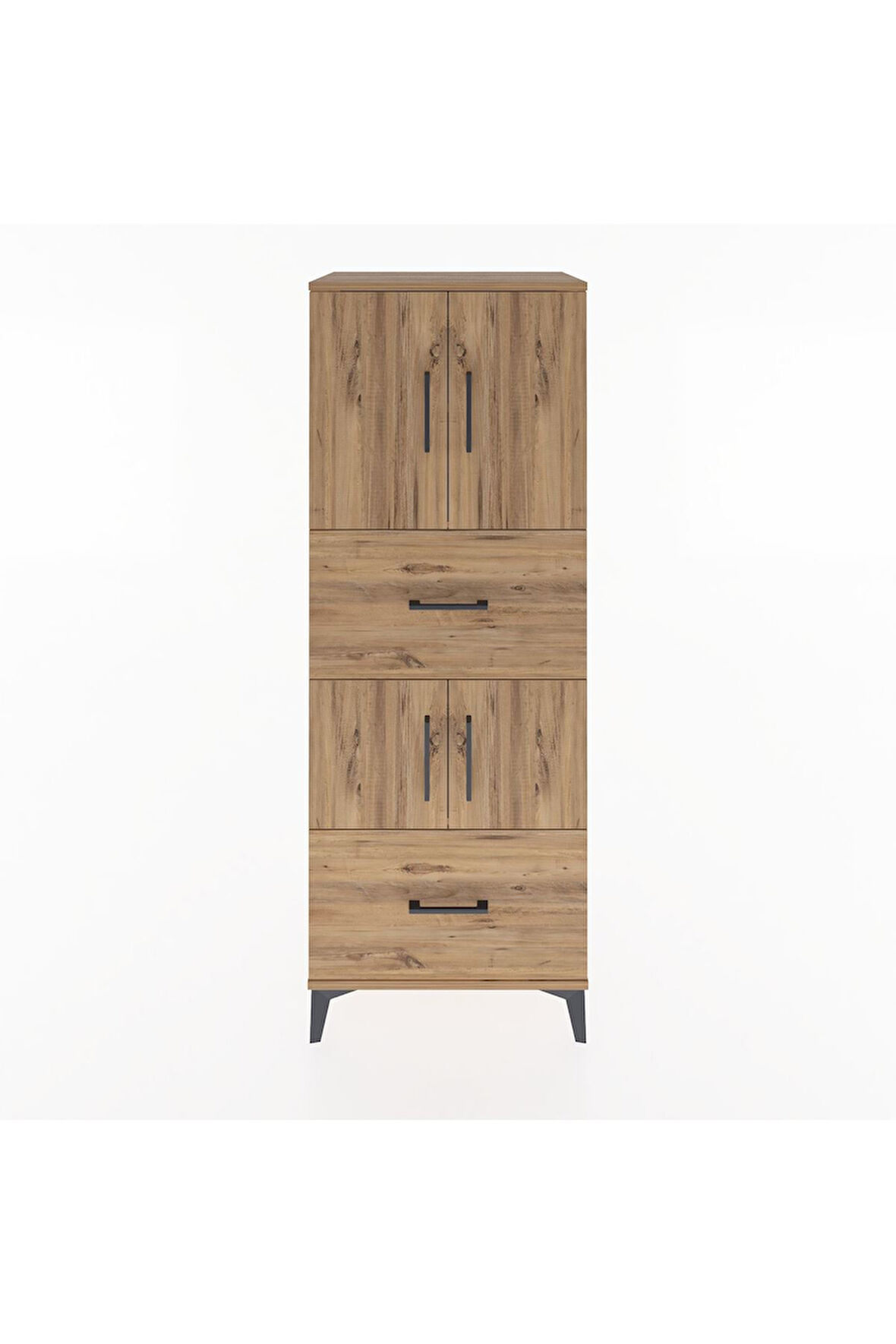 Hyperion Dolap 3 Raflı 2 Çekmeceli 4 Kapaklı 60x44x163 Çam-Çam