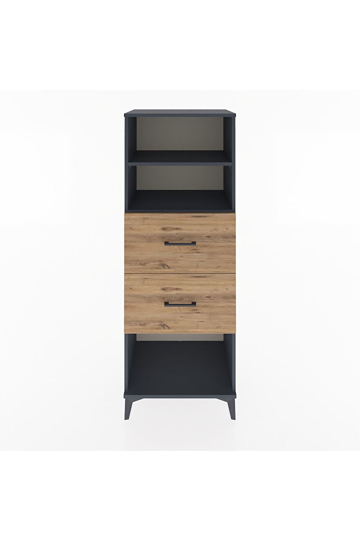 Hyperion Dolap 2 Raflı 2 Çekmeceli 60x44x163 Antrasit-Çam