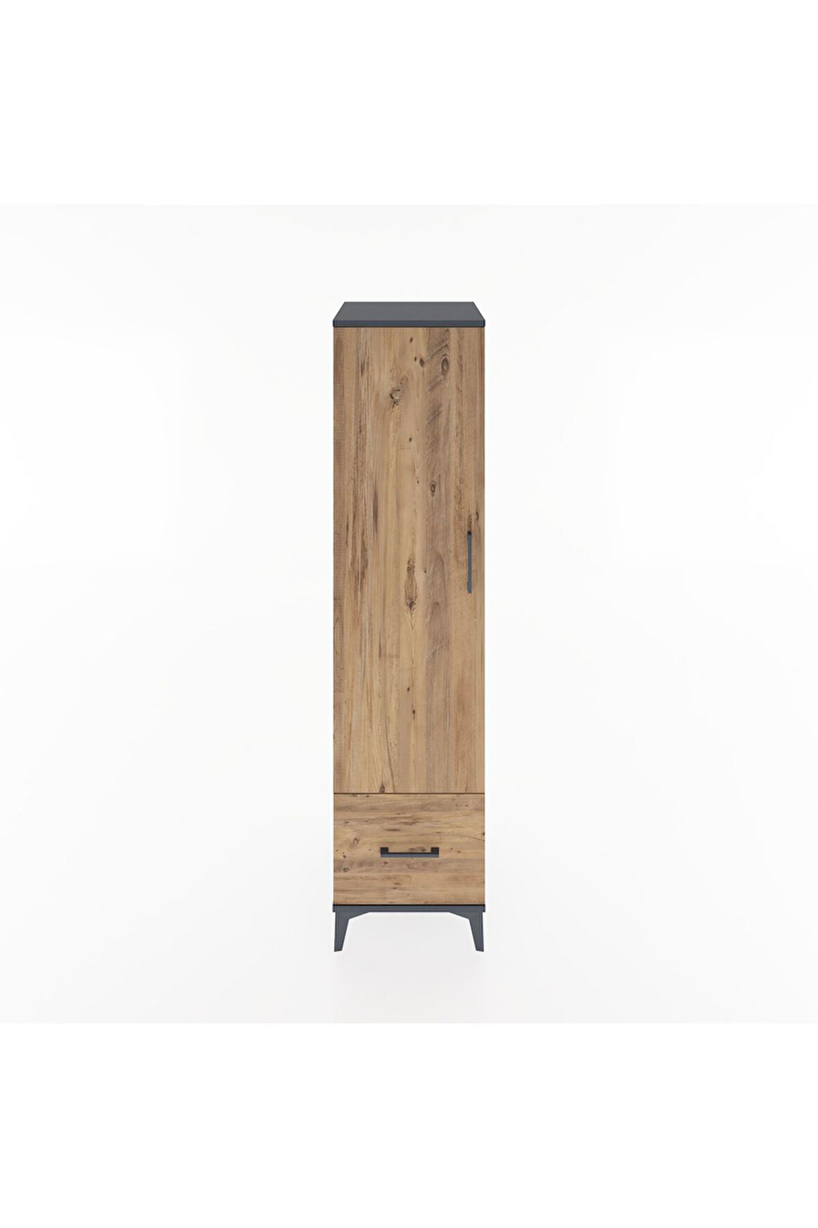 Hyperion Dolap 4 Raflı Tek Çekmeceli Tek Kapaklı 44x44x182 Antrasit-Çam