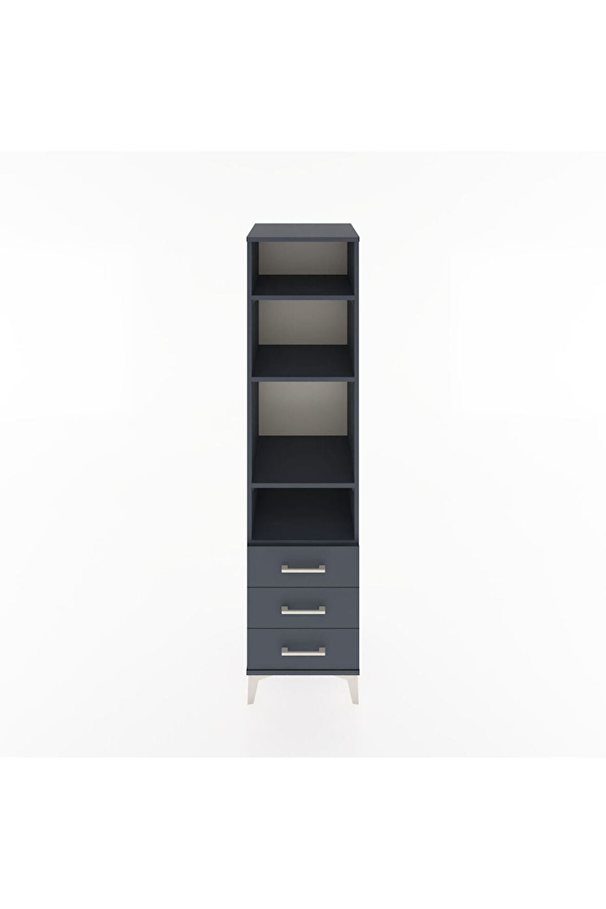 Hyperion Dolap 4 Raflı 3 Çekmeceli 44x44x182 Antrasit-Antrasit