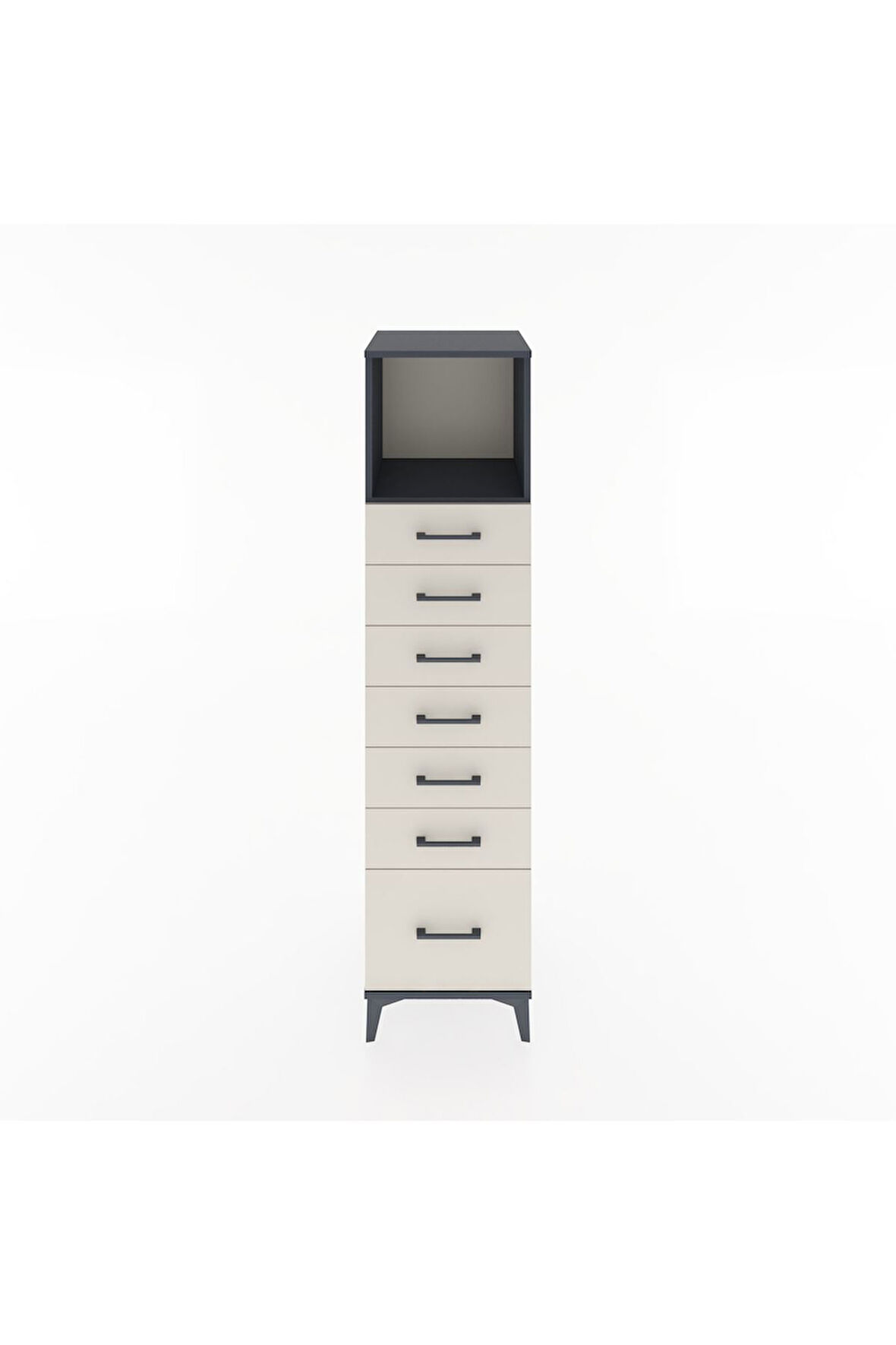 Hyperion Dolap Tek Raflı 7 Çekmeceli 44x44x182 Antrasit-Aytaşı