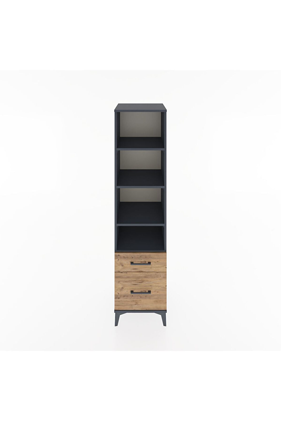 Hyperion Dolap 4 Raflı 2 Çekmeceli 44x44x182 Antrasit-Çam