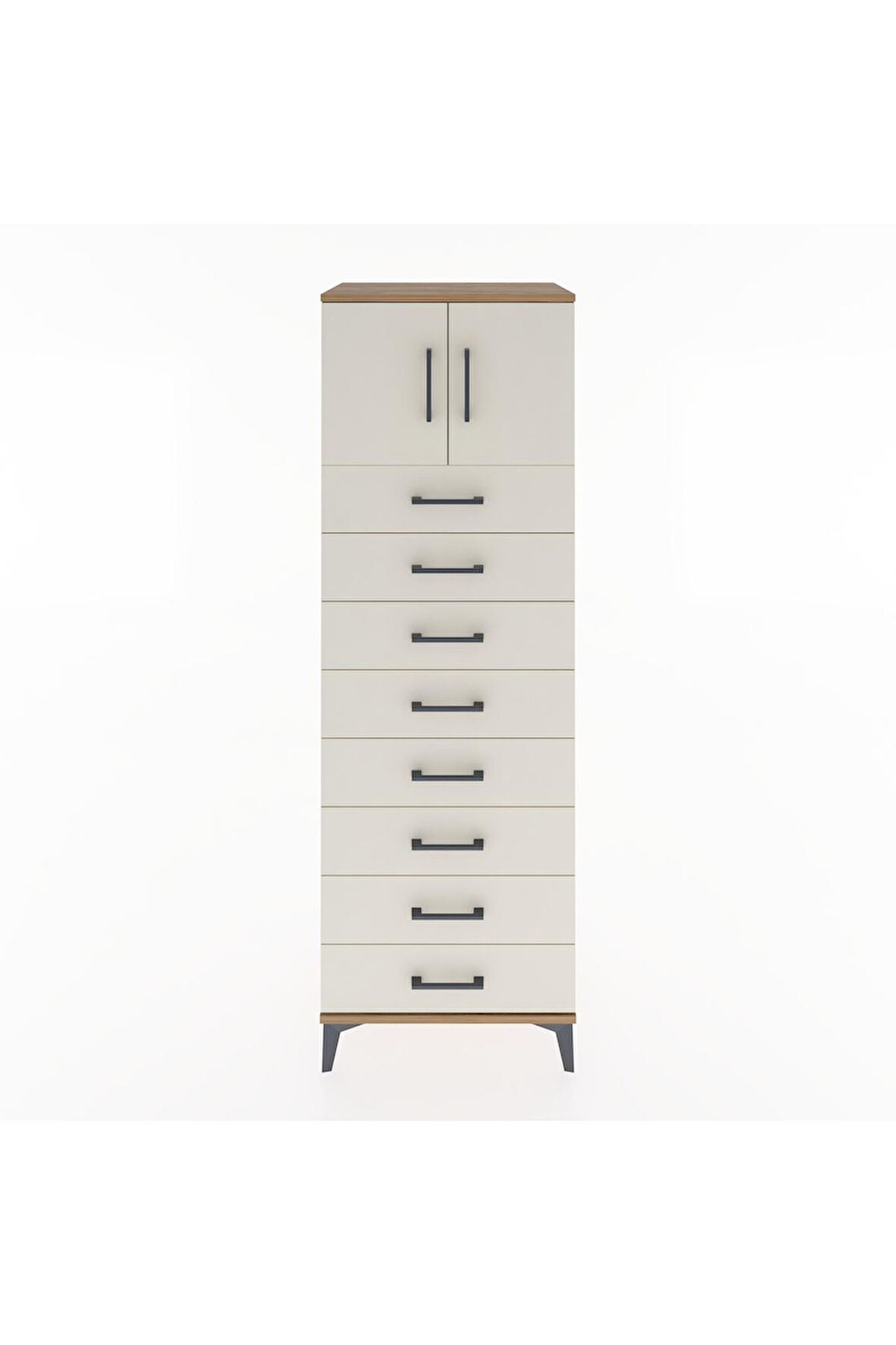 Hyperion Dolap Tek Raflı 8 Çekmeceli 2 Kapaklı 60x44x182 Çam-Aytaşı