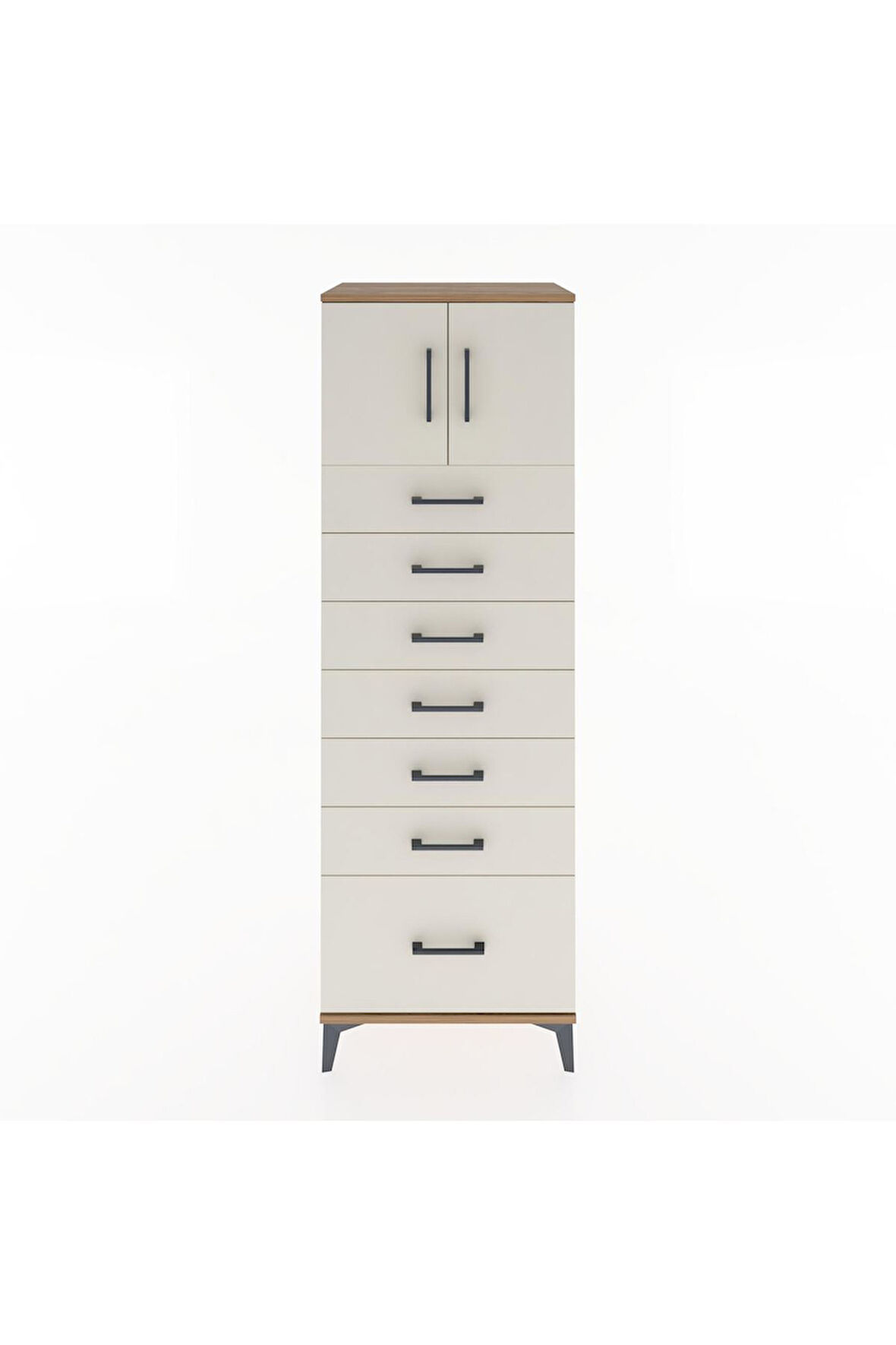 Hyperion Dolap Tek Raflı 7 Çekmeceli 2 Kapaklı 60x44x182 Çam-Aytaşı