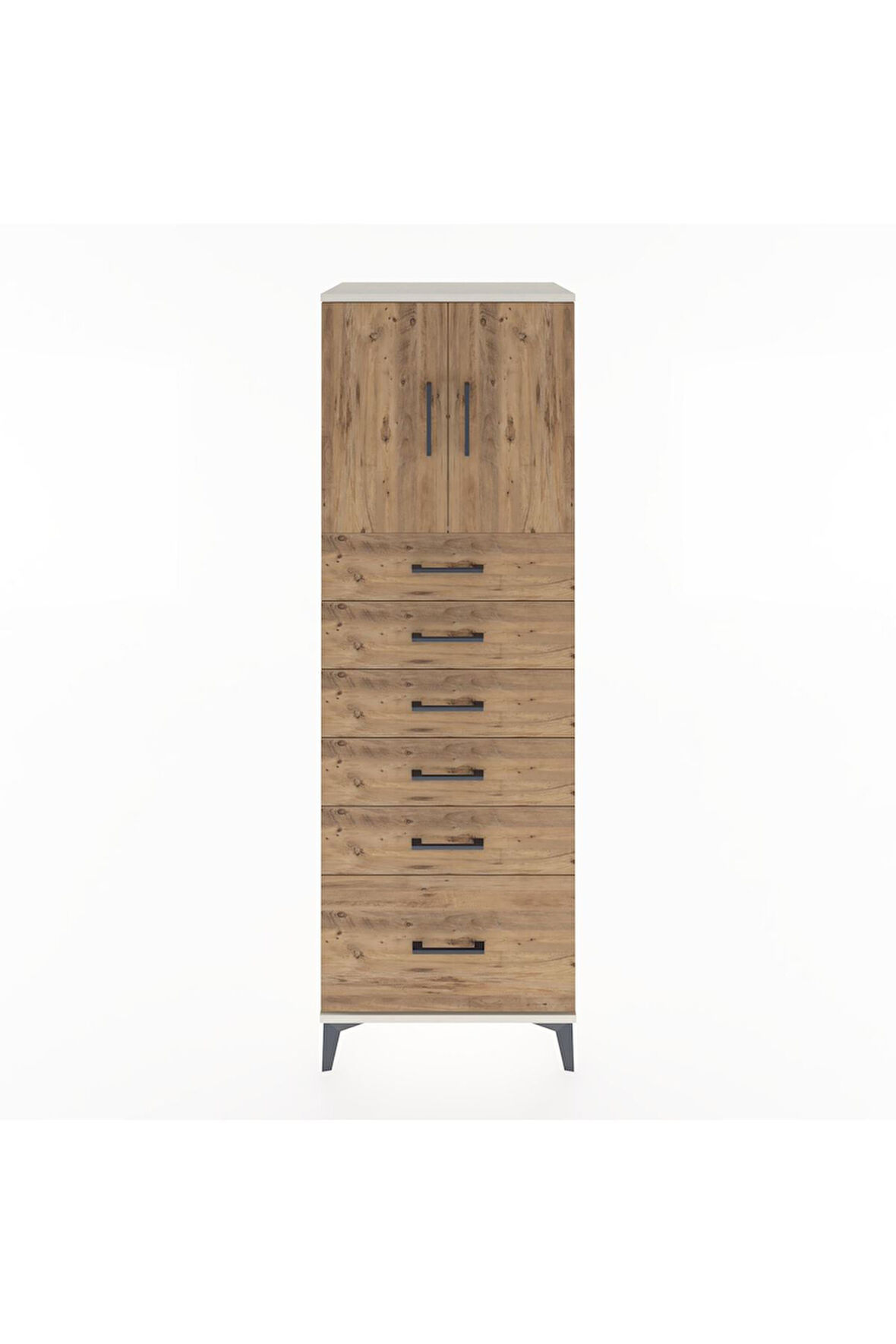 Hyperion Dolap Tek Raflı 6 Çekmeceli 2 Kapaklı 60x44x182 Aytaşı-Çam