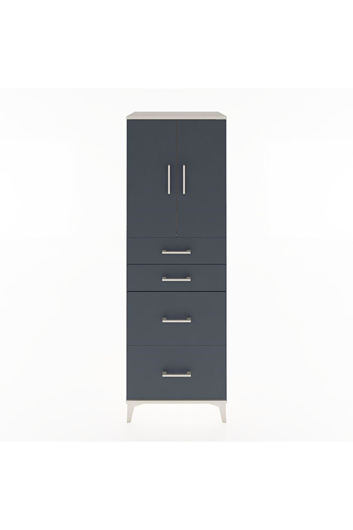 Hyperion Dolap Tek Raflı 4 Çekmeceli 2 Kapaklı 60x44x182 Aytaşı-Antrasit