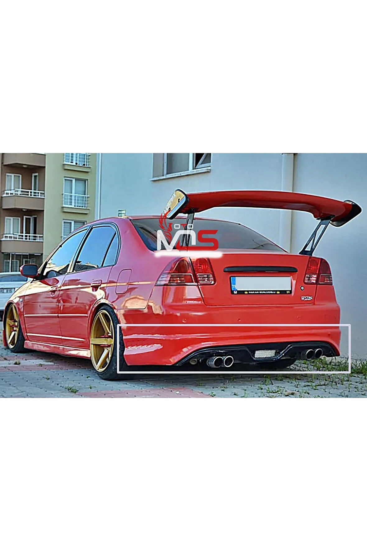 HONDA CİVİC VTEC 2 CUSTOM ARKA TAMPON EK KARLIK FİBERGLASS BOYASIZ