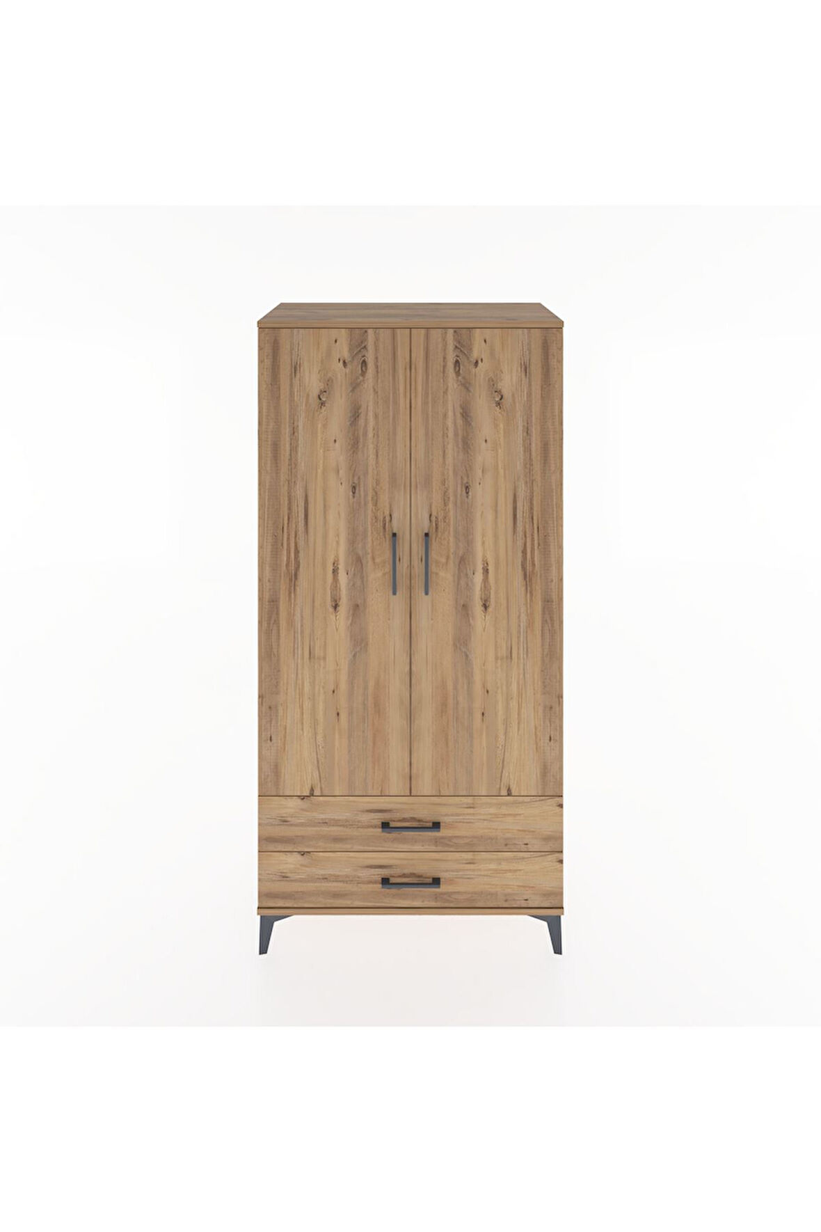 Hyperion Dolap 4 Raflı 2 Çekmeceli 2 Kapaklı 88x44x182 Çam-Çam