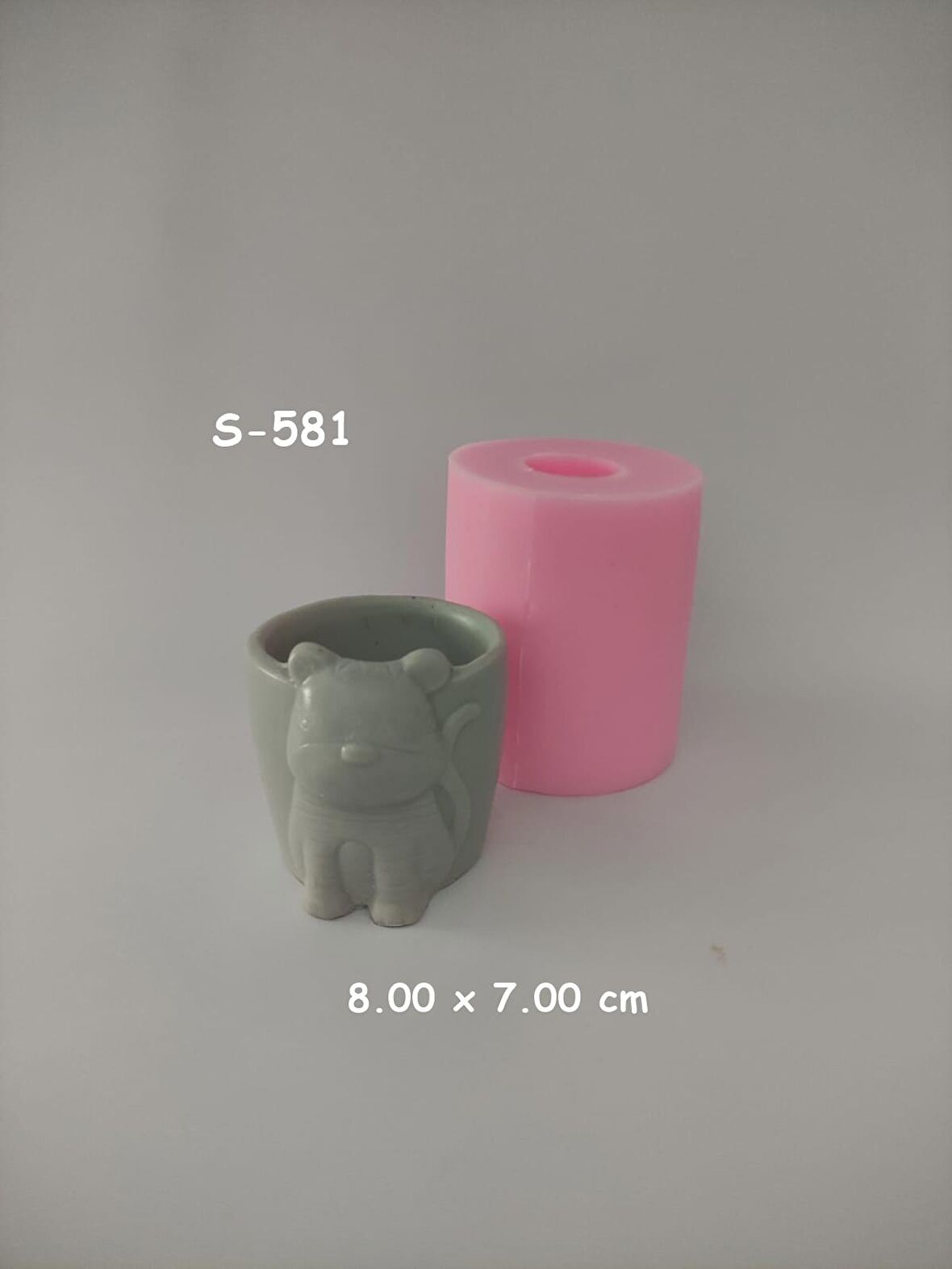 Kedili Saksı Silikon Kalıp