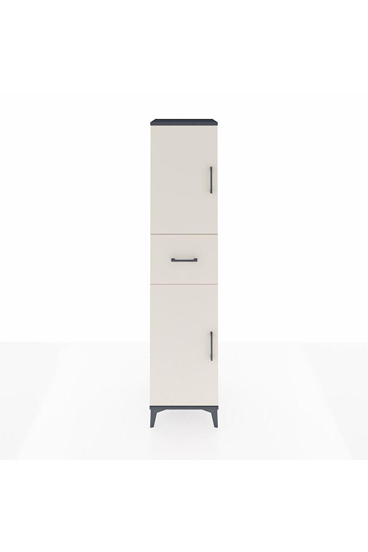 Hyperion Dolap 3 Raflı Tek Çekmeceli 2 Kapaklı 44x44x195 Antrasit-Aytaşı