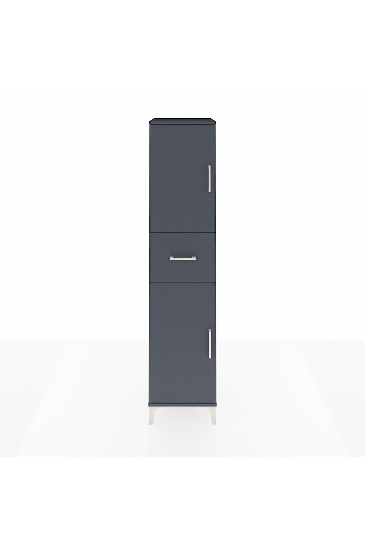 Hyperion Dolap 3 Raflı Tek Çekmeceli 2 Kapaklı 44x44x195 Antrasit-Antrasit
