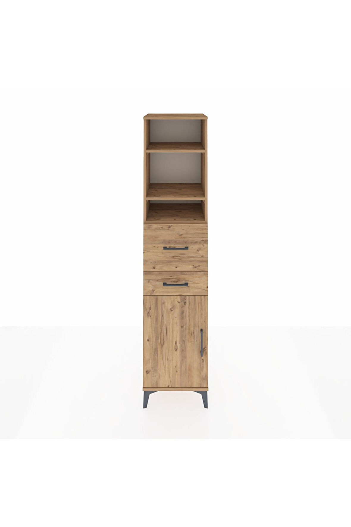 Hyperion Dolap 4 Raflı 2 Çekmeceli Tek Kapaklı 44x44x195 Çam-Çam
