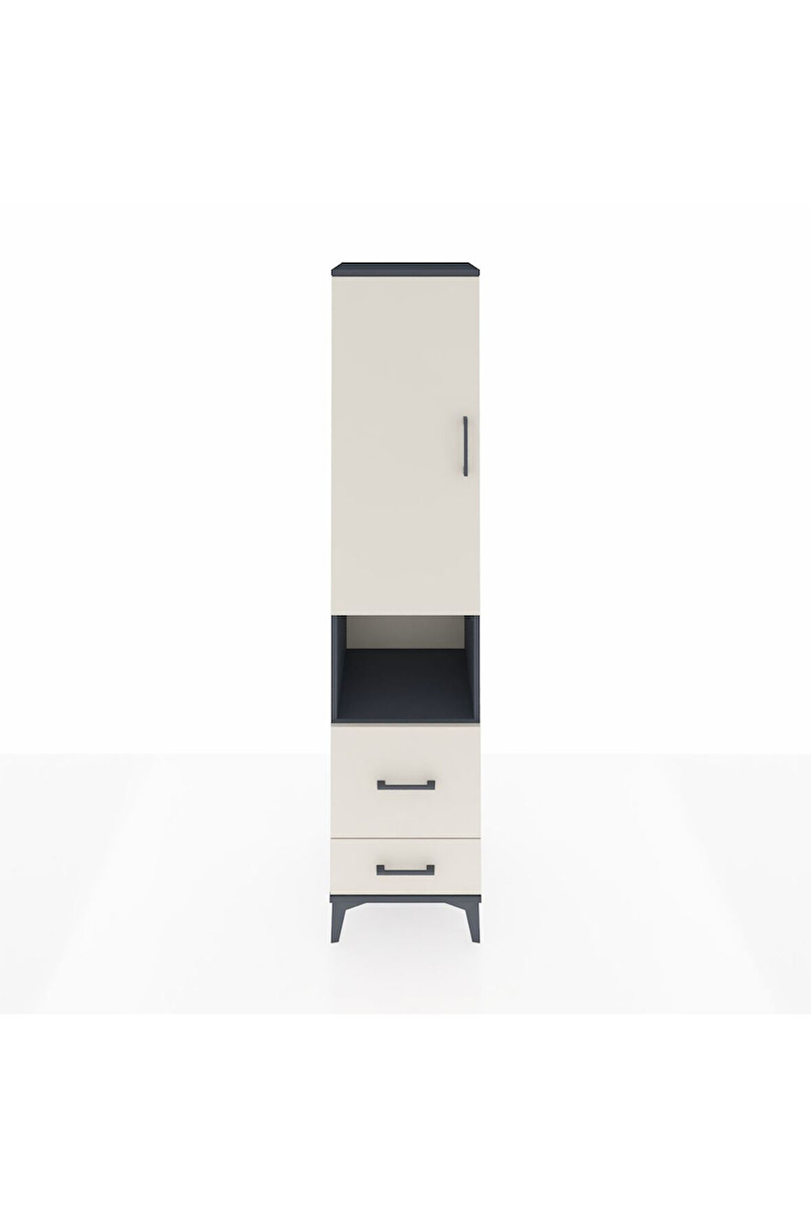 Hyperion Dolap 2 Raflı 2 Çekmeceli Tek Askılı 44x44x195 Antrasit-Aytaşı