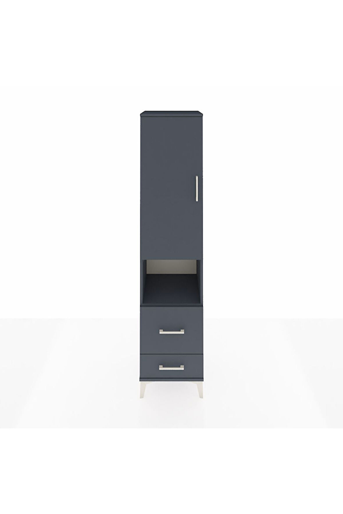 Hyperion Dolap 2 Raflı 2 Çekmeceli Tek Askılı 44x44x195 Antrasit-Antrasit