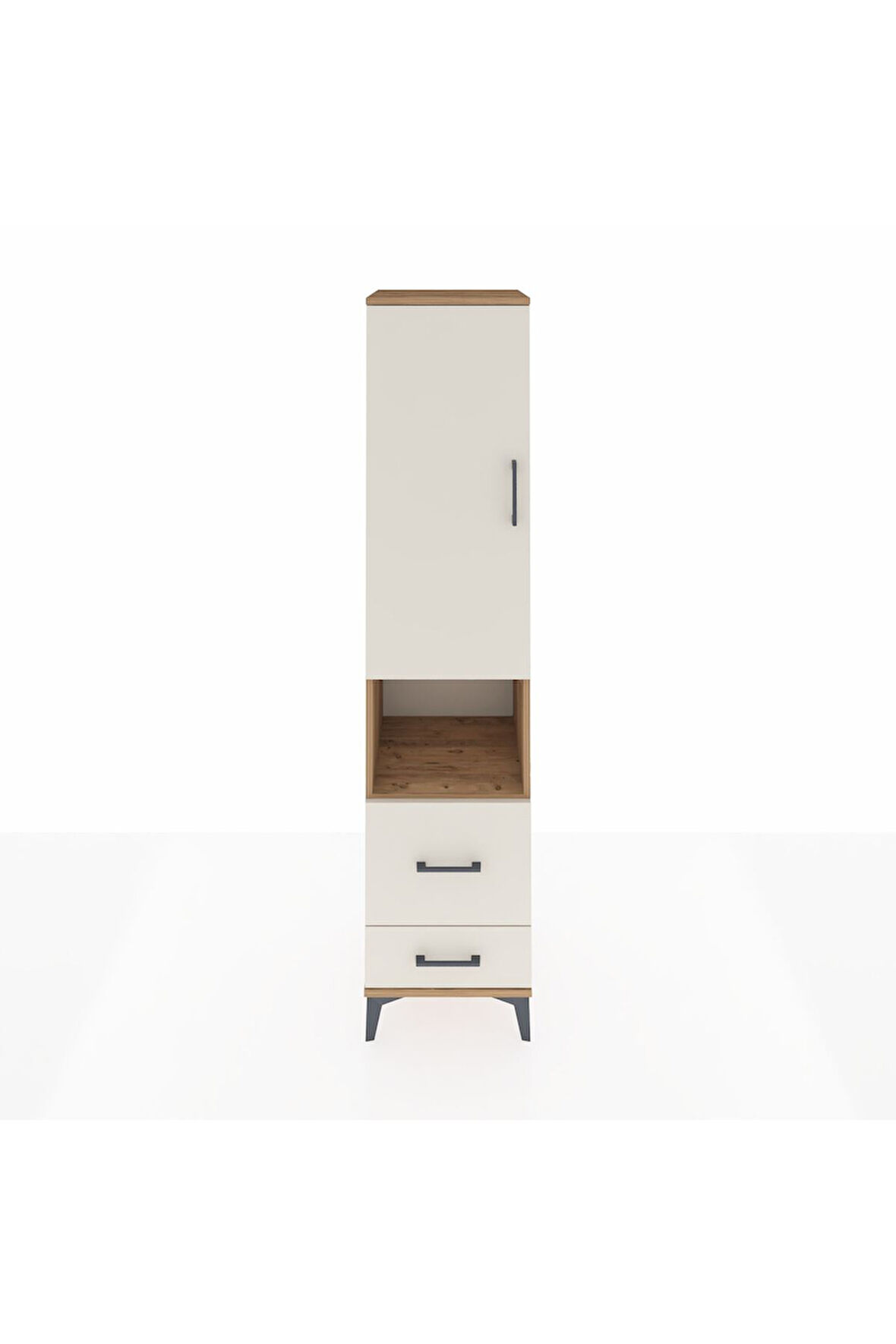 Hyperion Dolap 2 Raflı 2 Çekmeceli Tek Askılı 44x44x195 Çam-Aytaşı