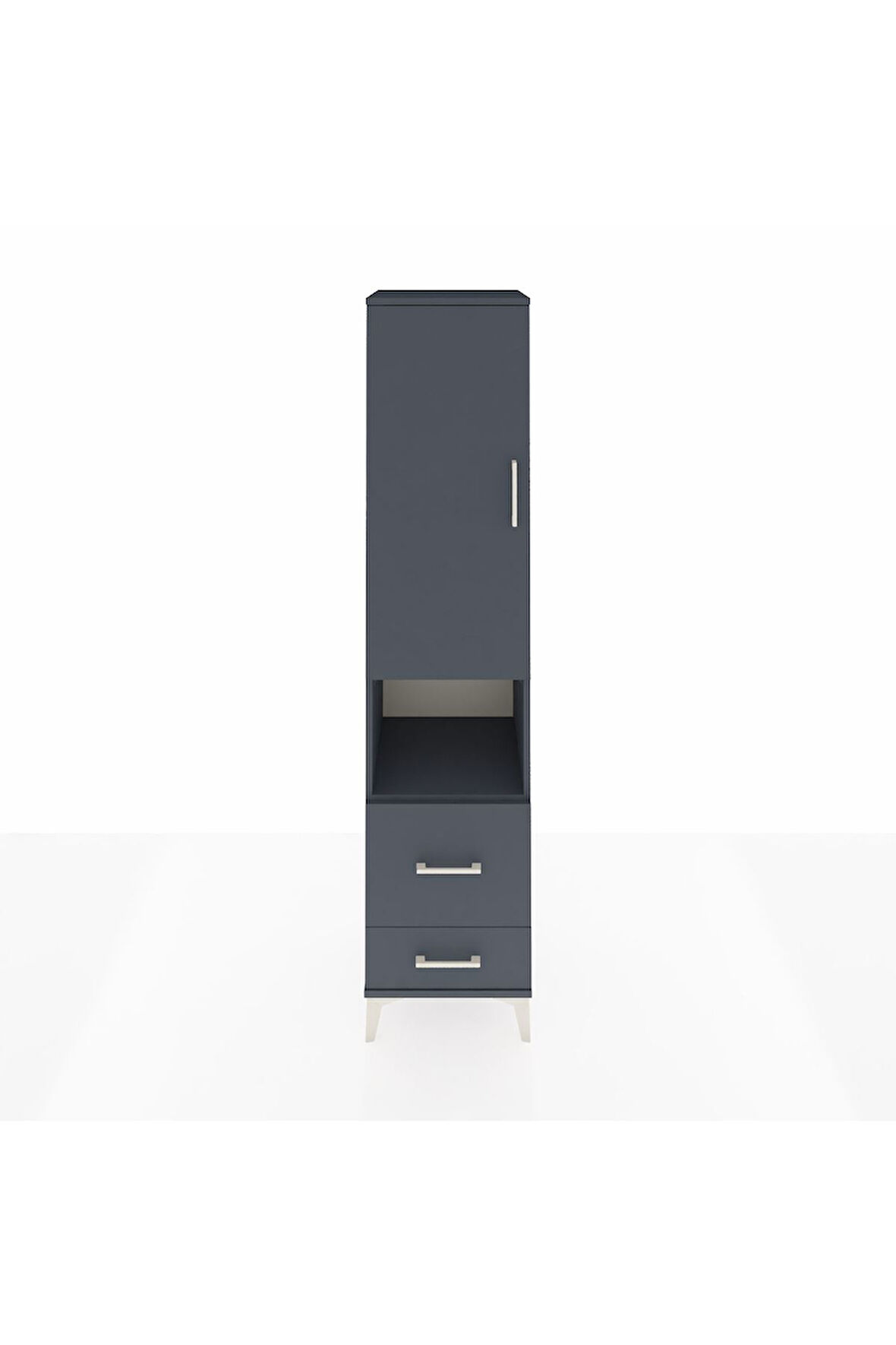 Hyperion Dolap 4 Raflı 2 Çekmeceli Tek Kapaklı 44x44x195 Antrasit-Antrasit