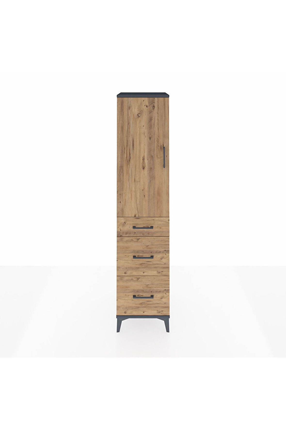 Hyperion Dolap 3 Raflı 3 Çekmeceli 44x44x195 Antrasit-Çam