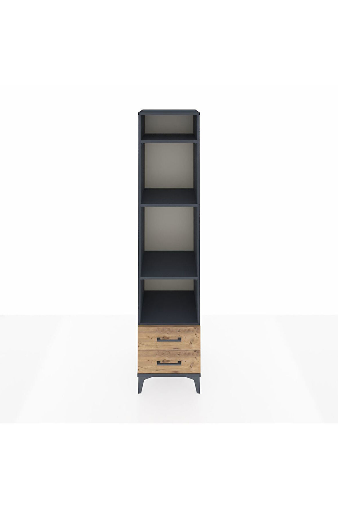 Hyperion Dolap 4 Raflı 2 Çekmeceli 44x44x195 Antrasit-Çam