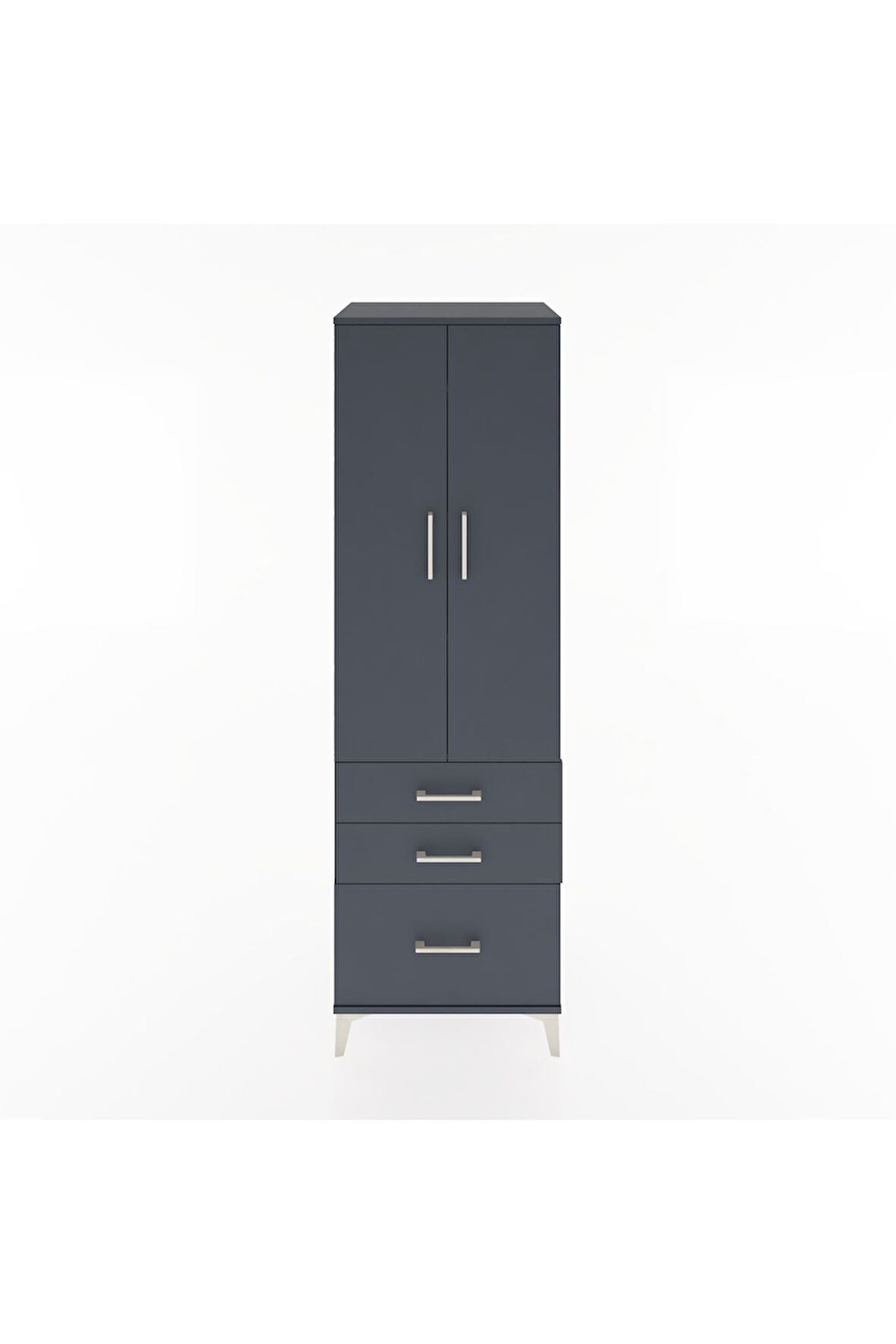 Hyperion Dolap 4 Raflı 3 Çekmeceli 2 Kapaklı 60x44x195 Antrasit-Antrasit
