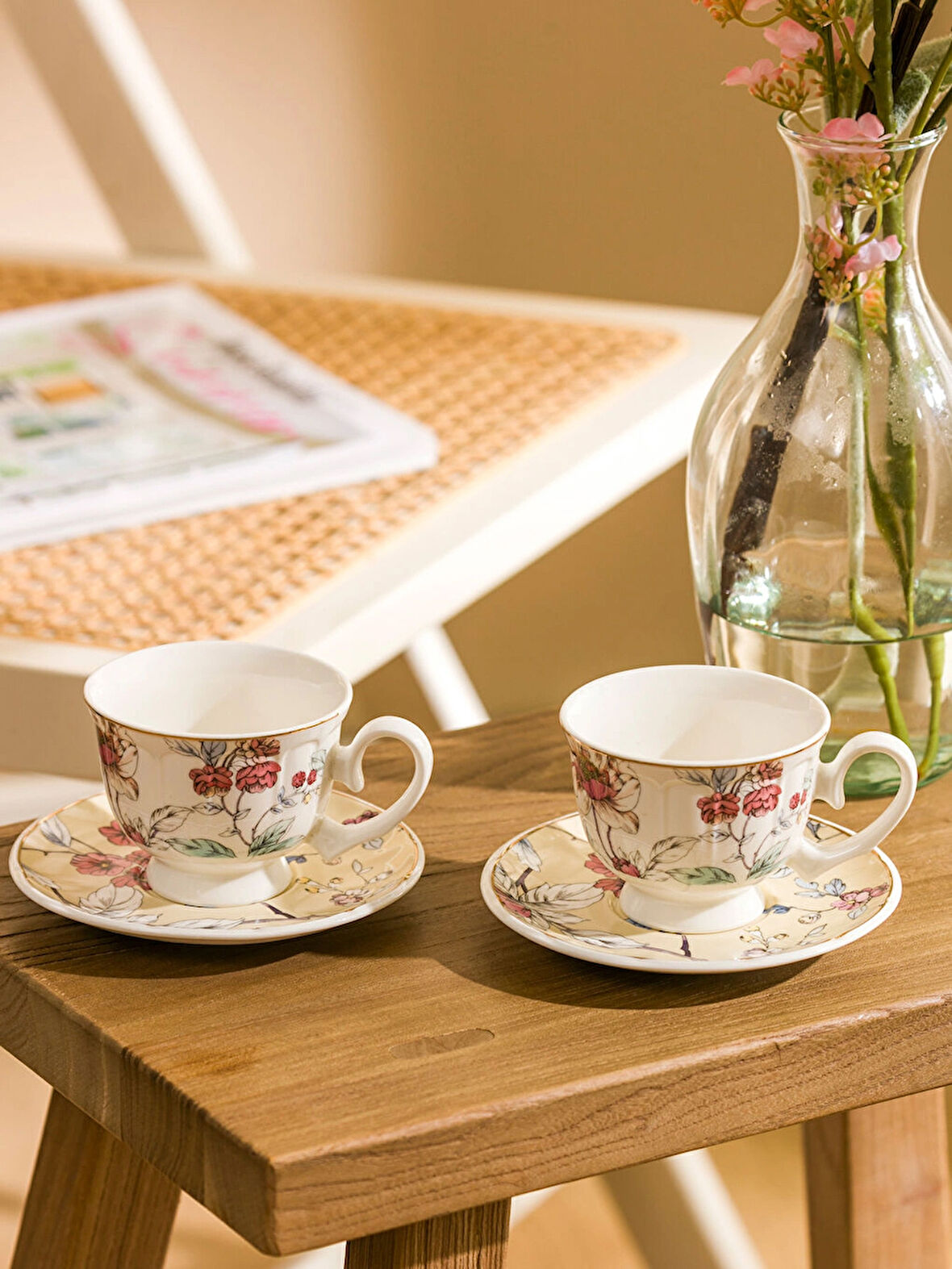 LCW HOME Karişik Çiçek Baskılı 2 Kişilik Porselen Kahve Fincan Takımı 90 ml