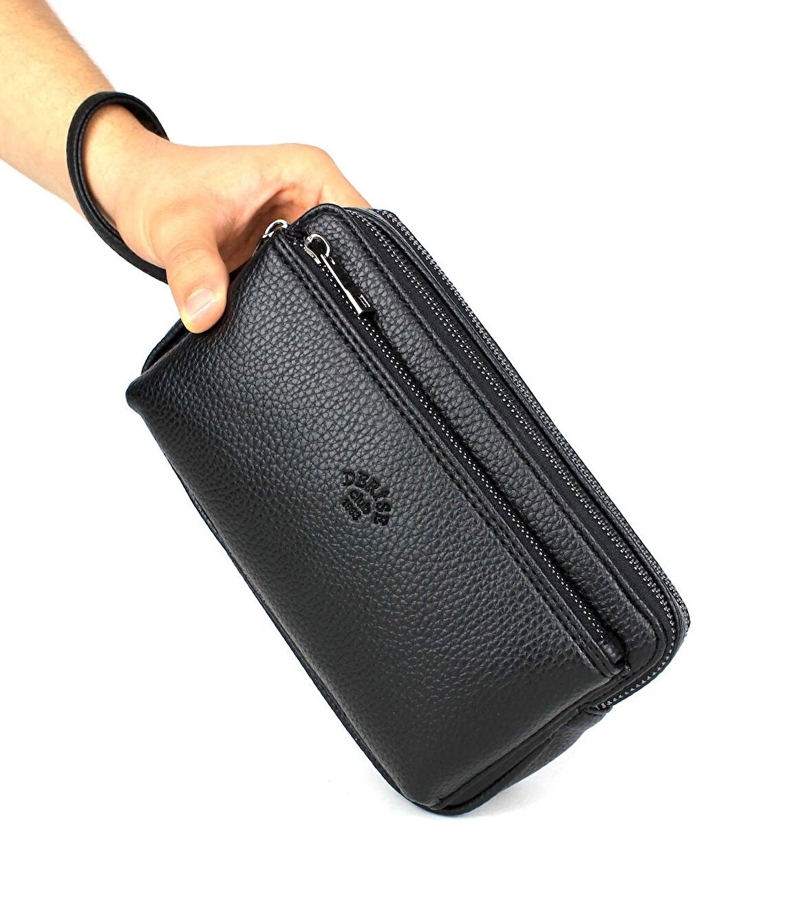 Erkek Siyah El Çantası Bileklik Kemerli Portföy Çanta El Çantası