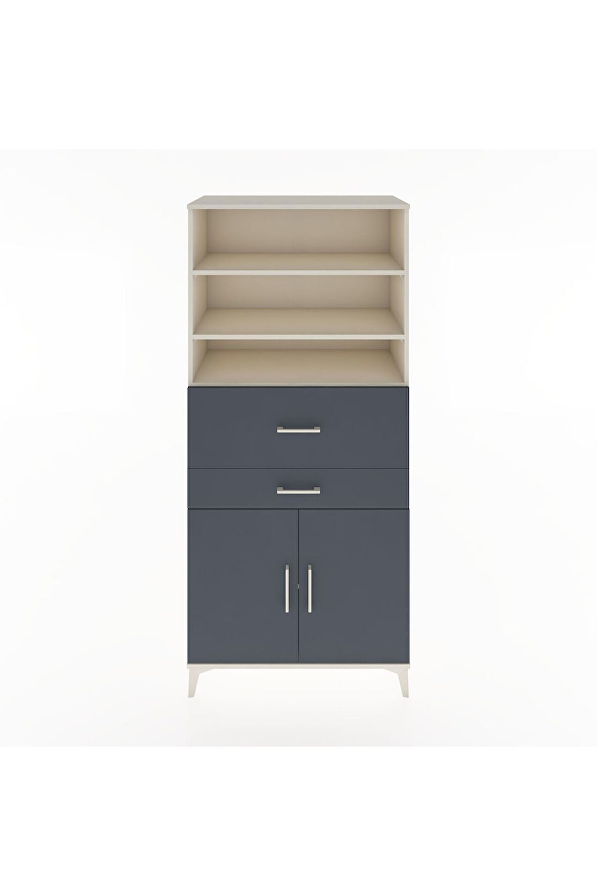 Hyperion Dolap 4 Raflı 2 Çekmeceli 2 Kapaklı 88x44x195 Aytaşı-Antrasit