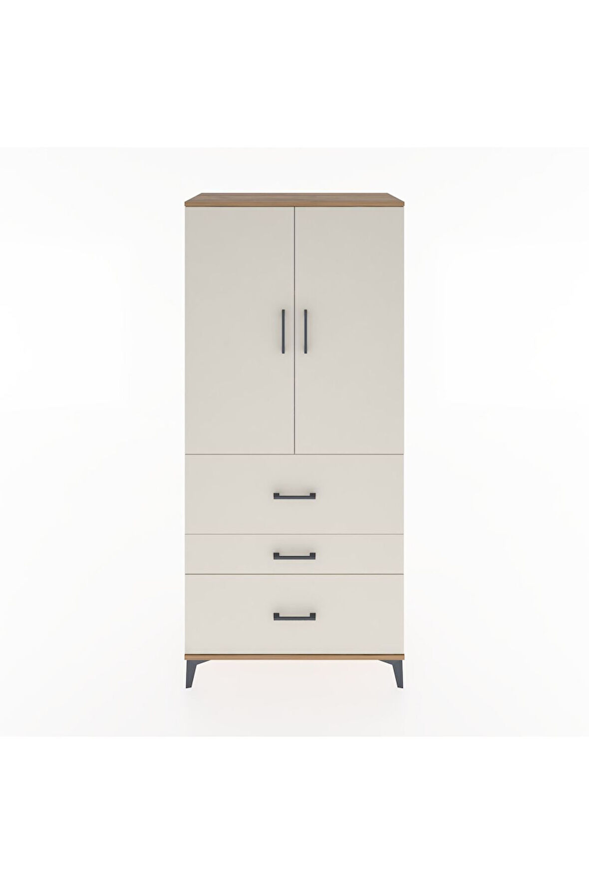 Hyperion Dolap 3 Raflı 3 Çekmeceli 2 Kapaklı 88x44x195 Çam-Aytaşı